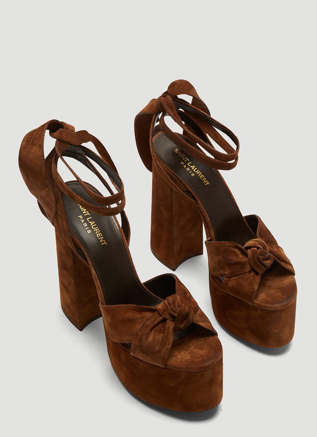 Saint Laurent Brown Paige 155 Suede Platform Sandals Lyst