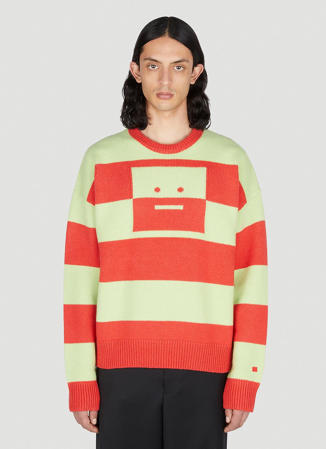 Acne Studios Face Logo Striped Sweater in Red for Men | Lyst