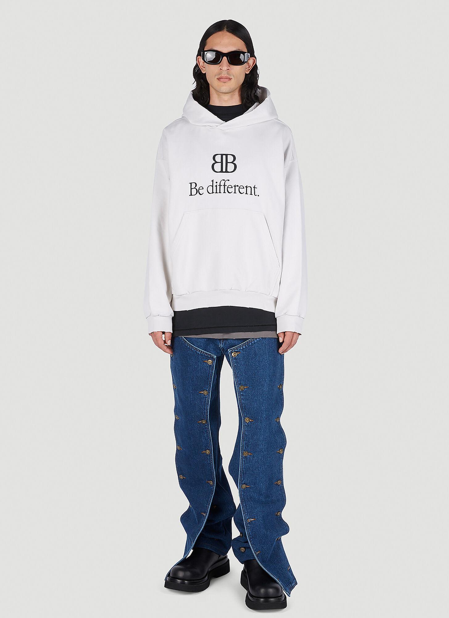 Balenciaga Be Different Hooded Sweatshirt in White for Men | Lyst