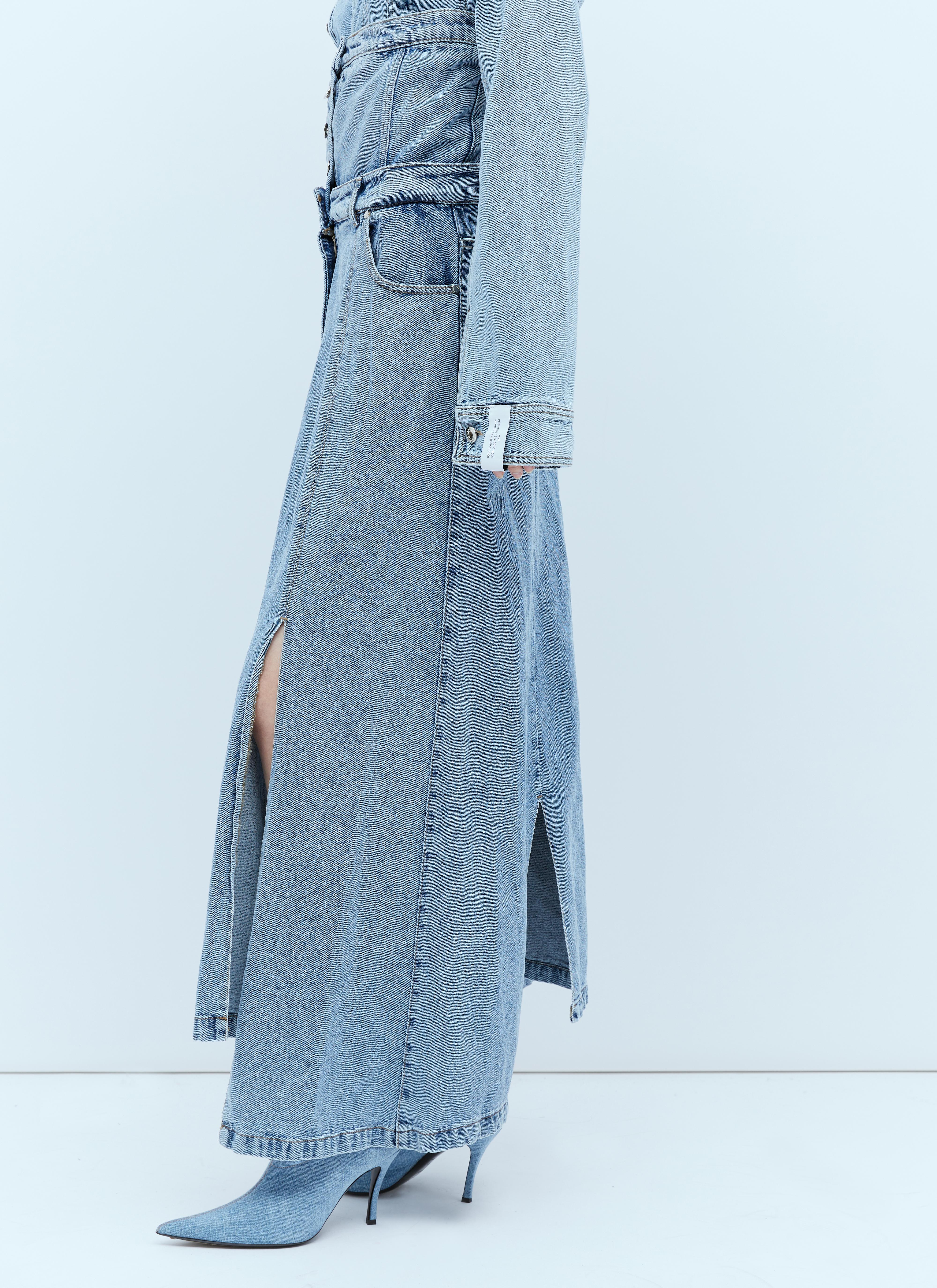 ROKH Extended Waistband Denim Skirt in Blue | Lyst