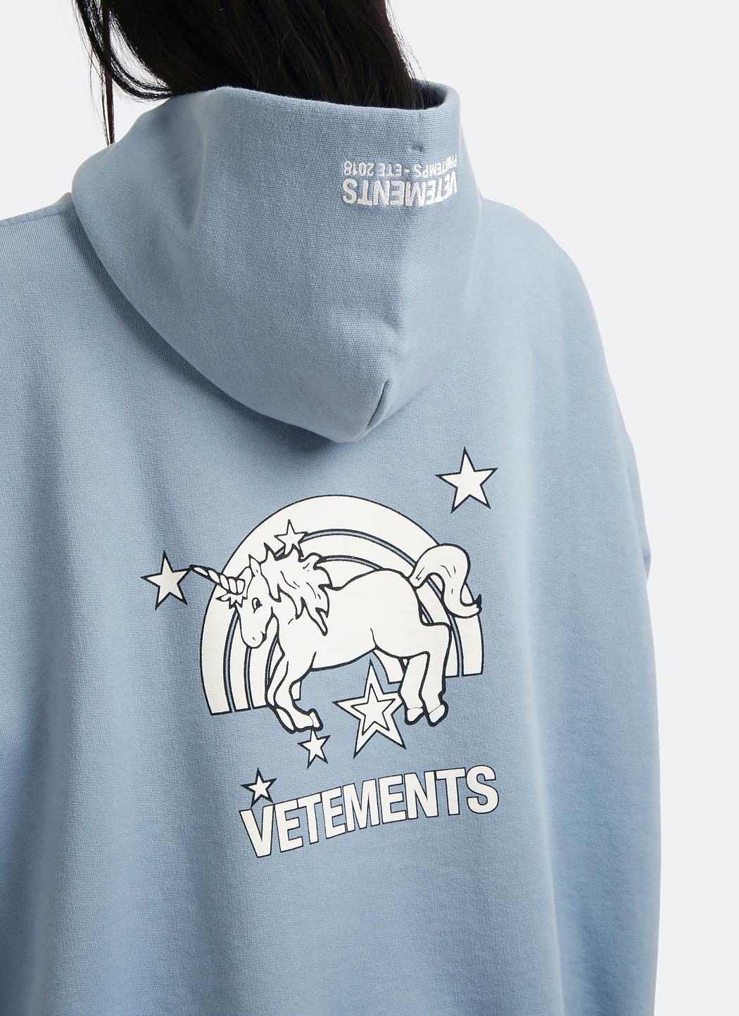 Vetements Unicorn And Rainbows Oversized Hooded Sweatshirt In Light Blue |  Lyst UK