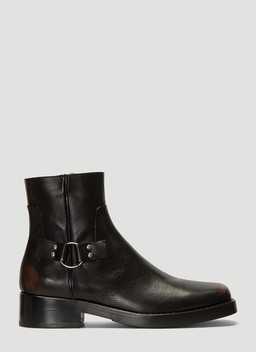Raf Simons Leather Buckle Ankle Boots In Black for Men | Lyst