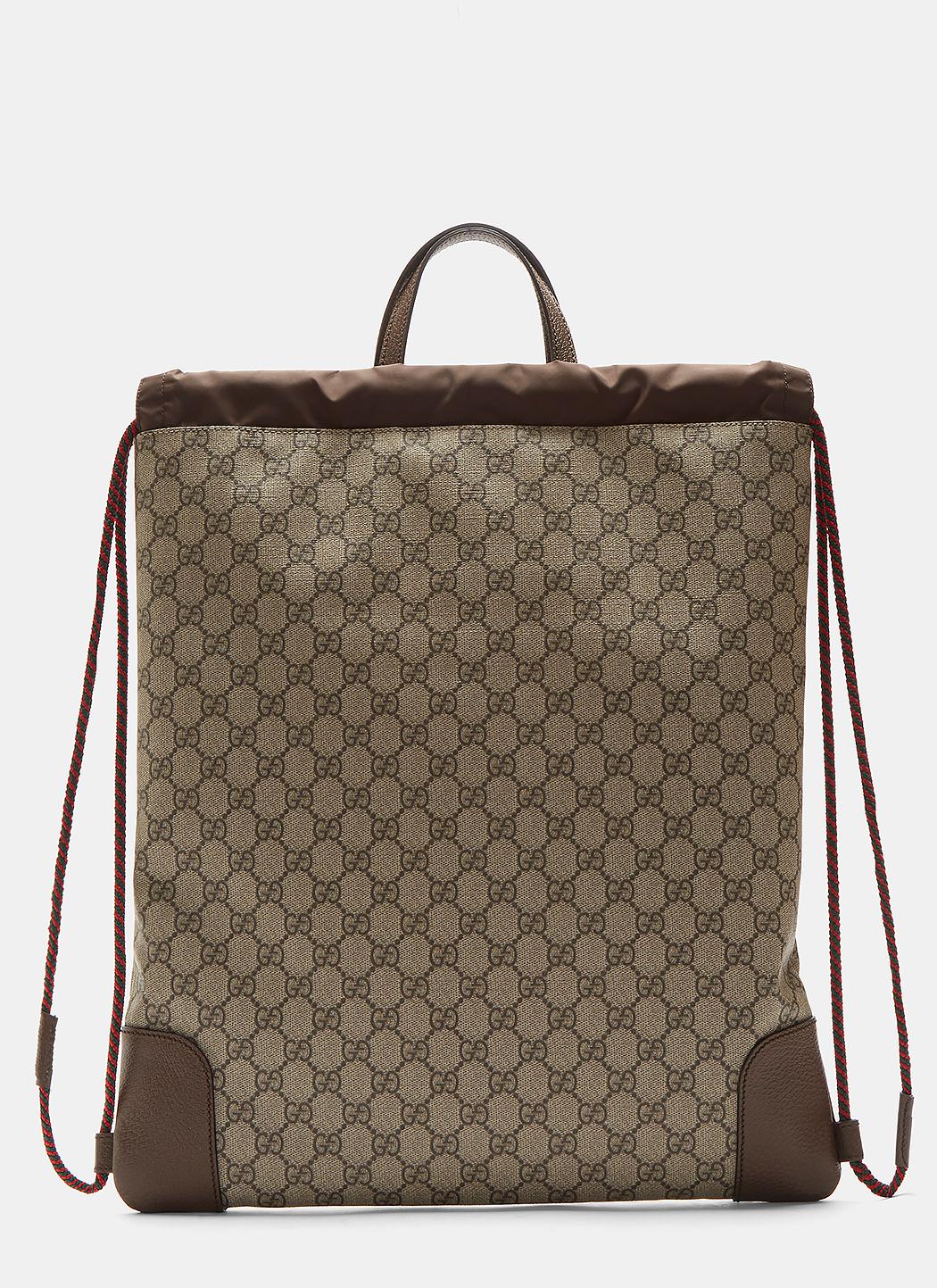 Gucci Courrier Soft Gg Supreme Drawstring Backpack. in Brown - Lyst