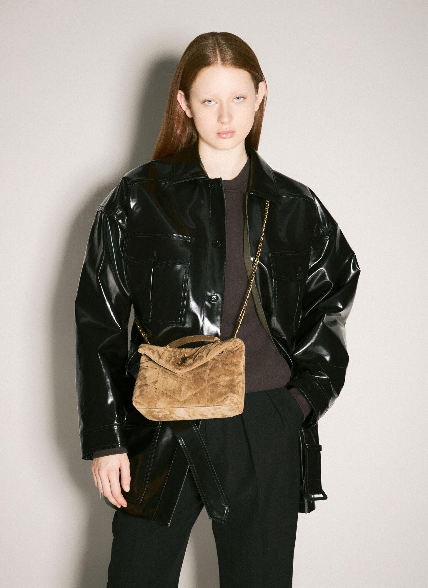 Saint Laurent Toy Puffer Suede Shoulder Bag in Black | Lyst