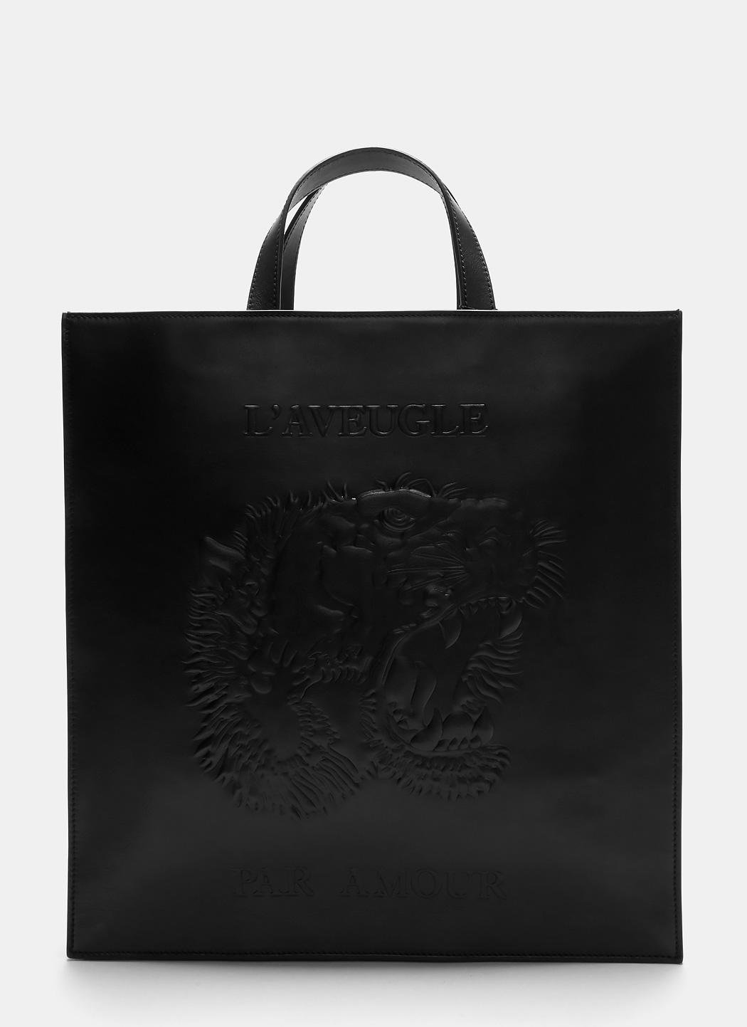 Gucci Leather Men&#39;s Bestiary Tiger Embossed Tote Bag In Black for Men - Lyst