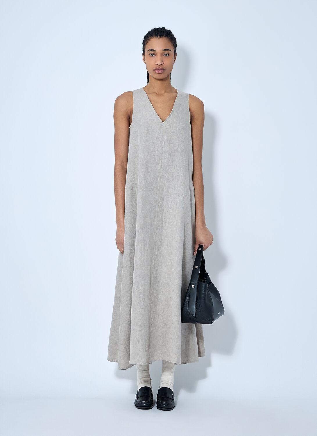 Max Mara Loose Linen Dress in White | Lyst