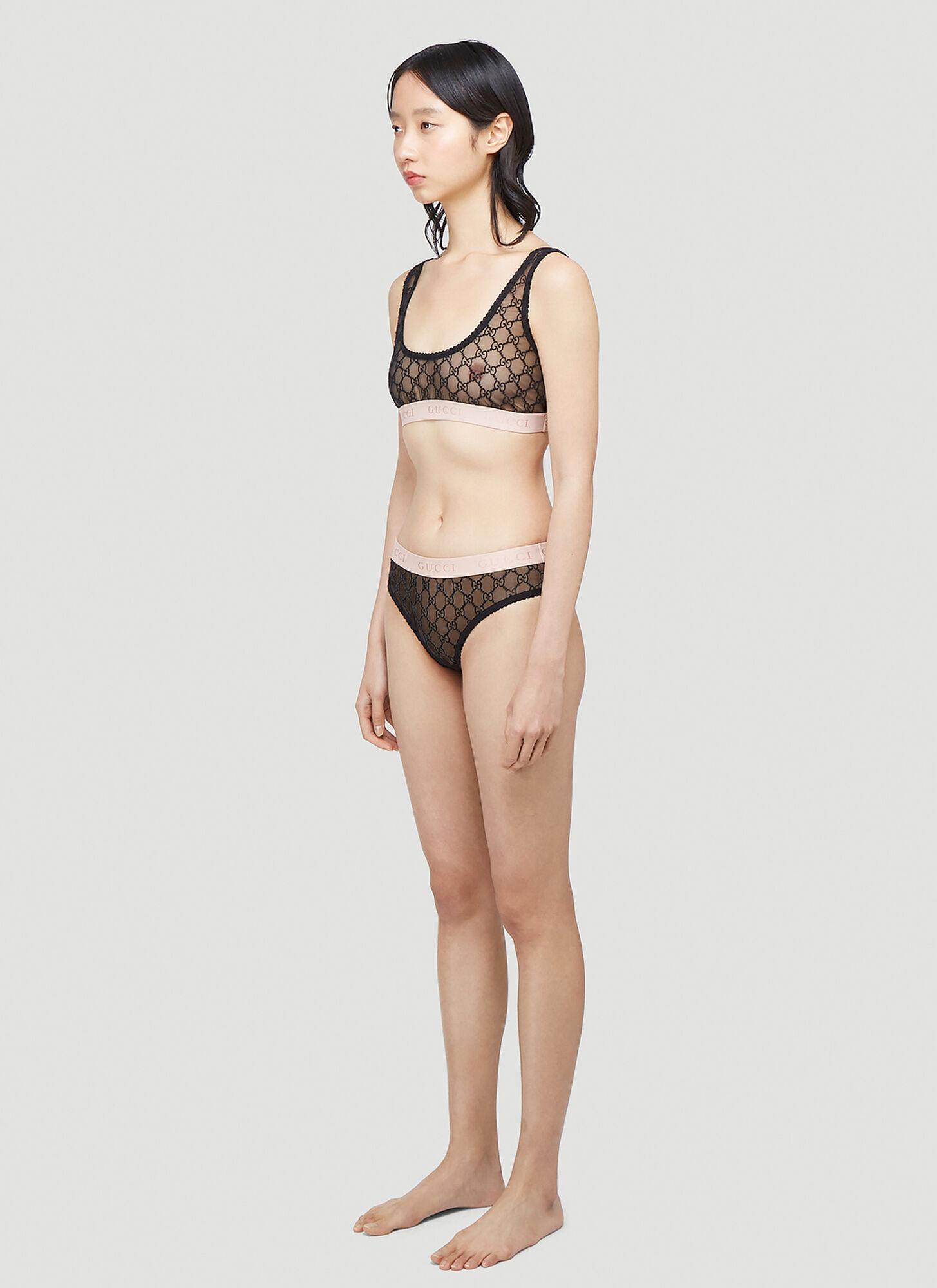 Gucci Gg Star Embroidered Tulle Lingerie Set
