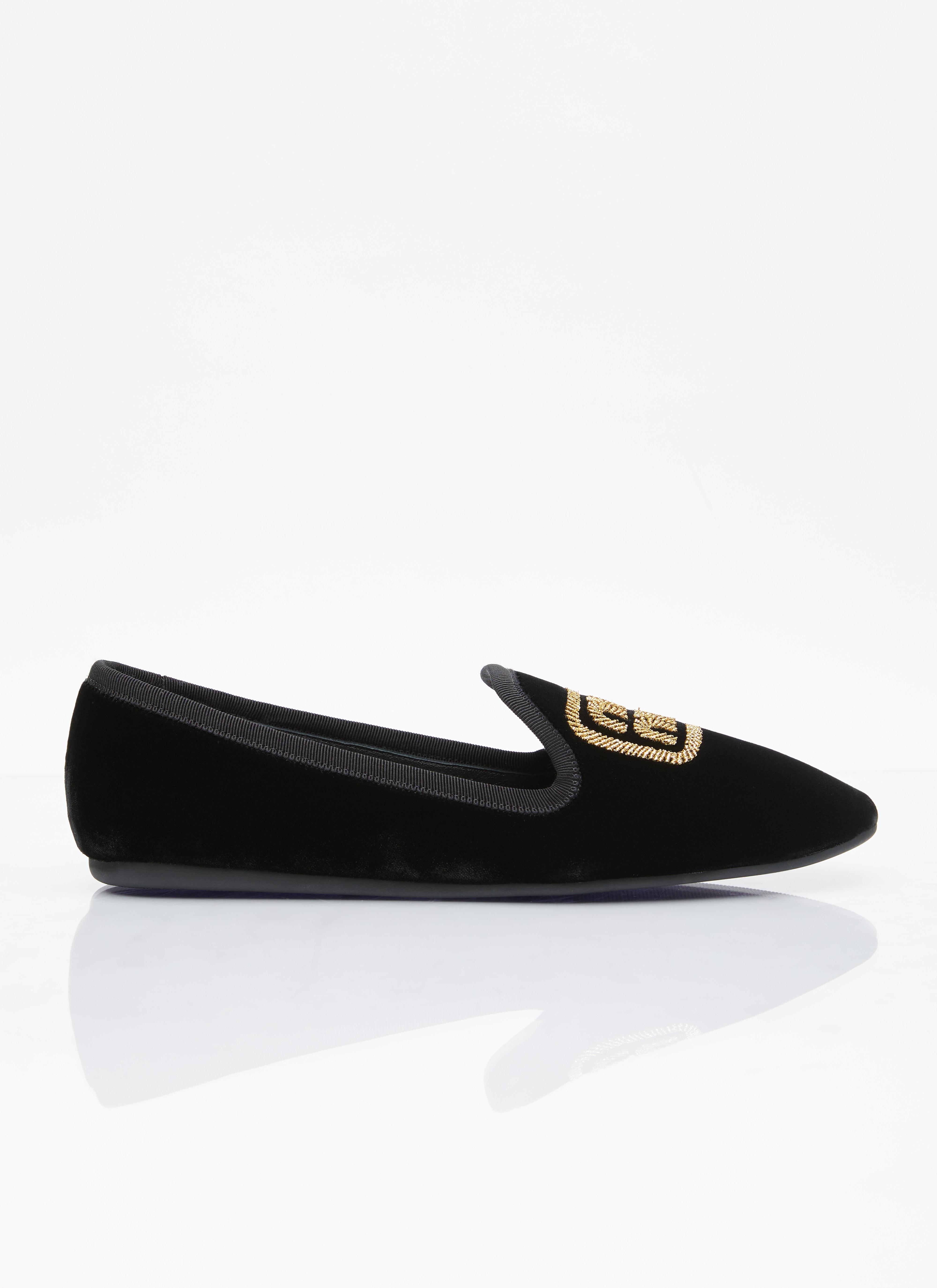 24SS new/MiuMiu ロゴベルベットスリッパ Slippers Black MIUMIU ミュウミュウ スリッパ ロゴ ベルベット フラット