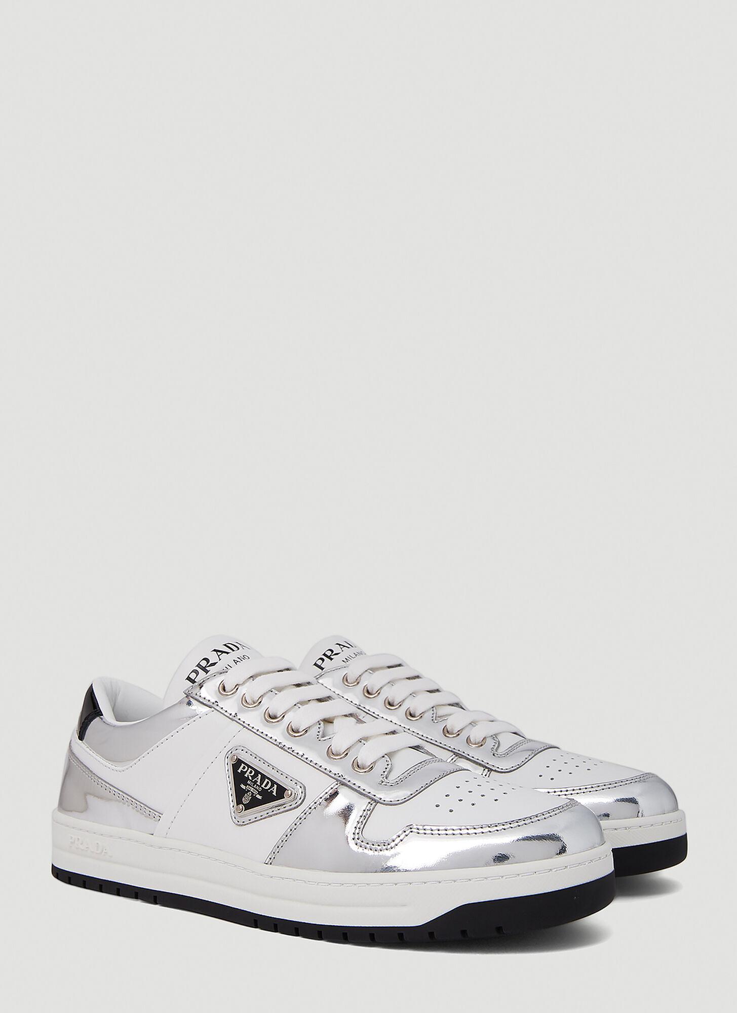 Prada Mirrored Downtown Sneakers in White | Lyst