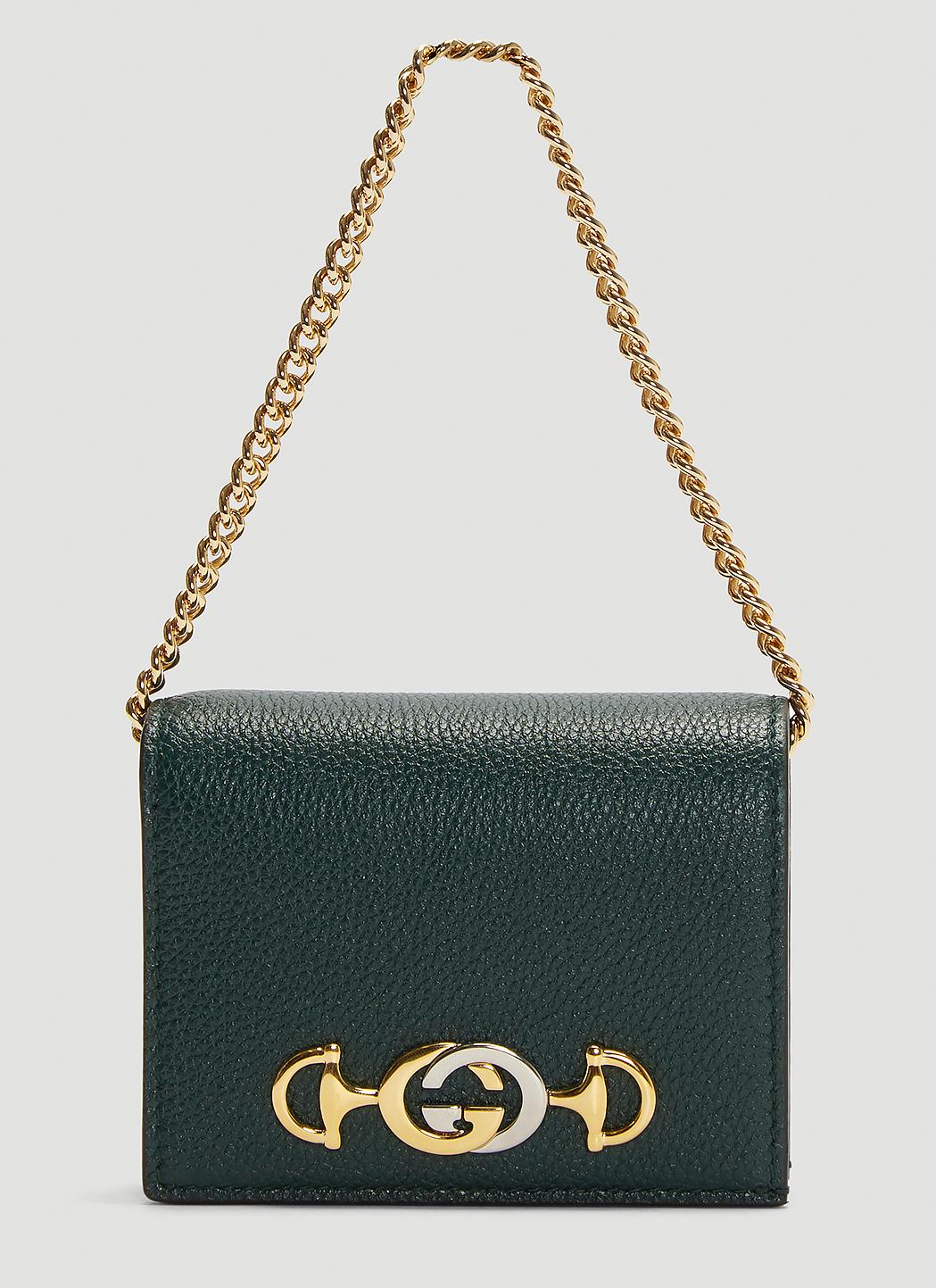 Gucci Zumi Grainy Leather Card Case Wallet in Green Lyst