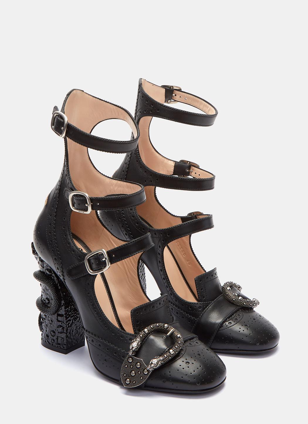 Gucci Leather Queercore Brogue Pumps 110 in Black (Blue) Lyst