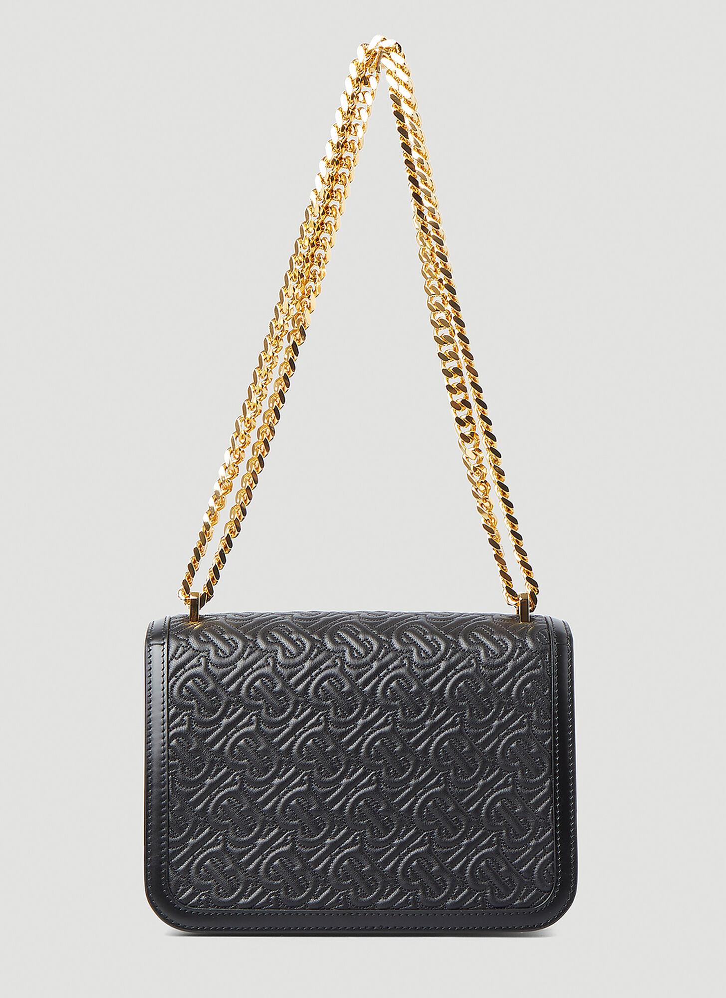 Burberry Tb Monogram Quilted Small Shoulder Bag in Black