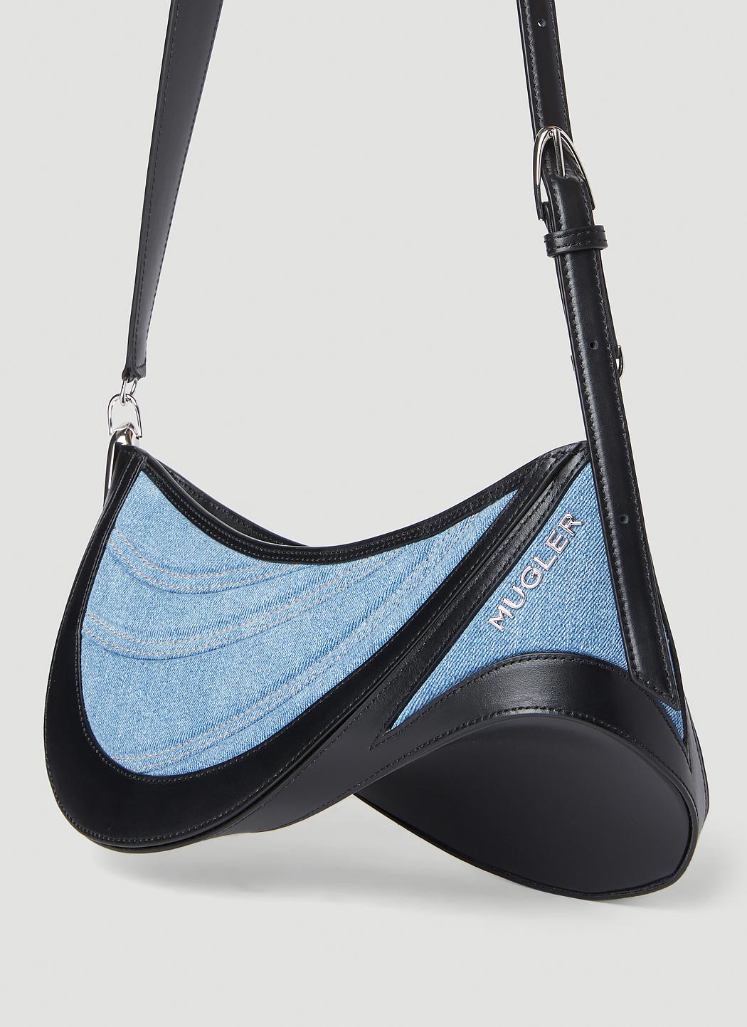 Small denim Spiral Curve 01 bag - Mugler fashion official