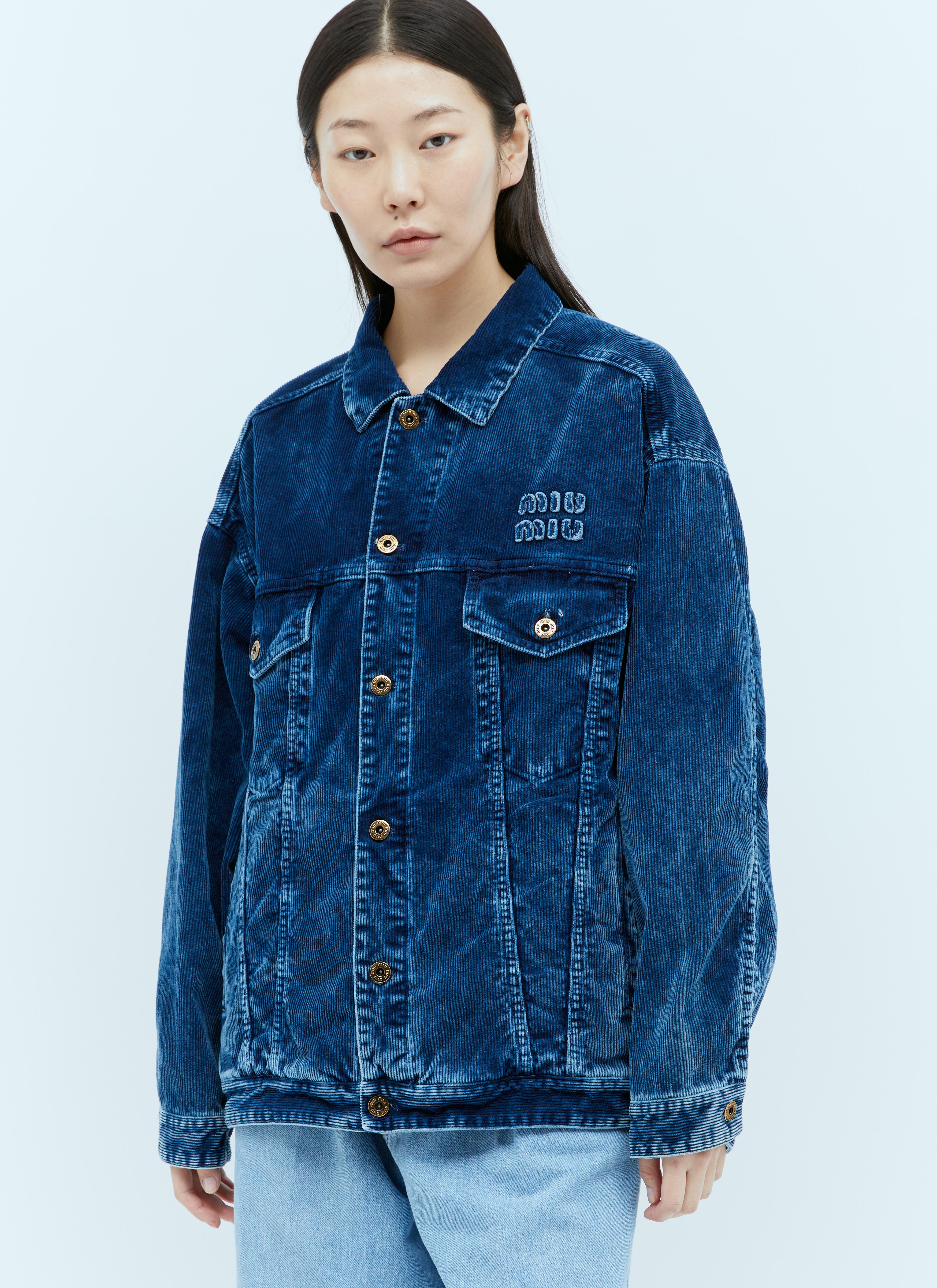 Miu Miu Washed Velvet Blouson Jacket in Blue