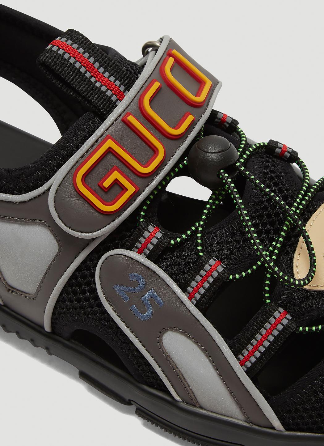 Gucci Mens Tinsel Sports Sandals, 7.5 / Black Gold