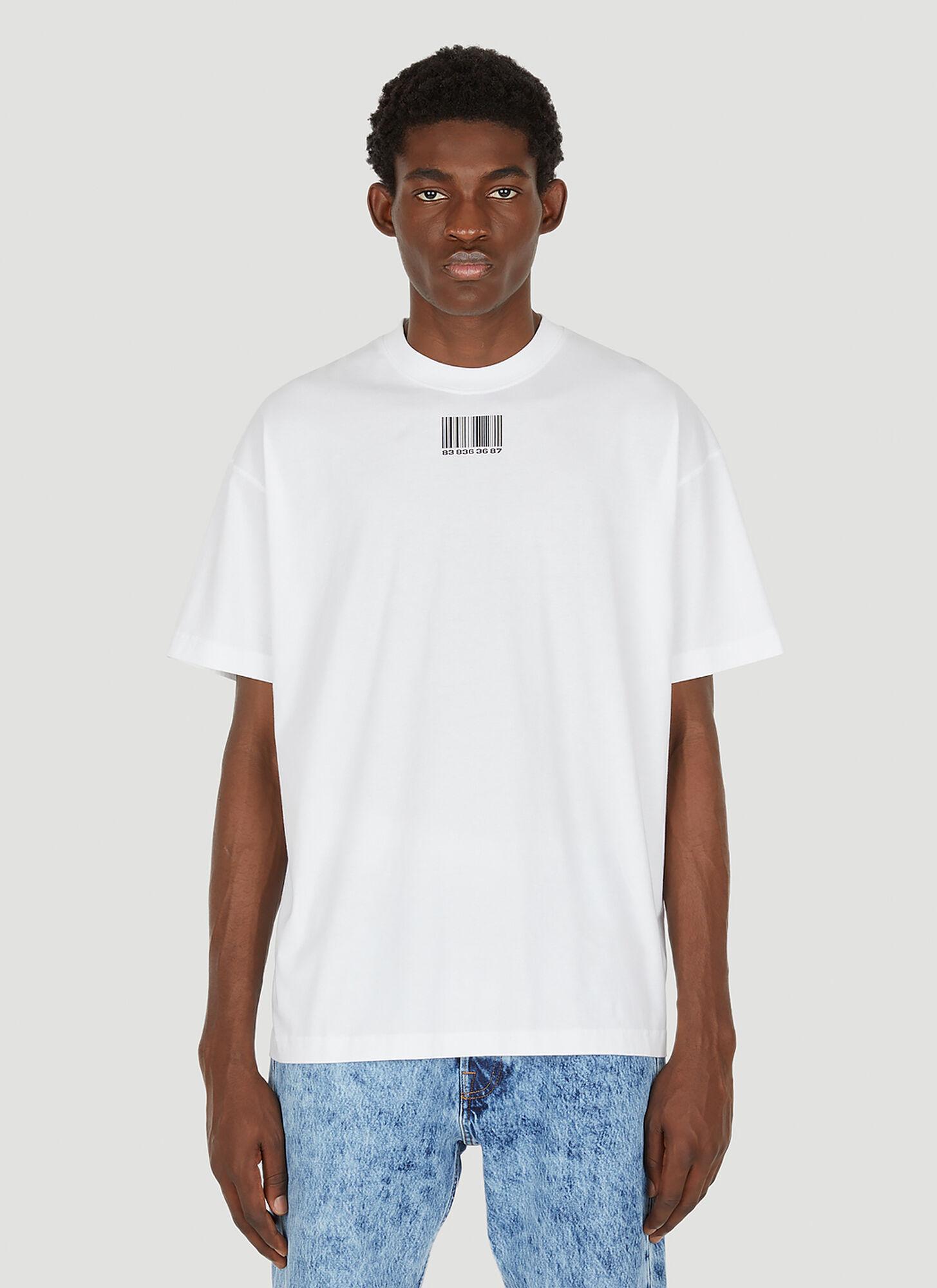 VTMNTS barcode-print Cotton Cropped Shirt - Farfetch