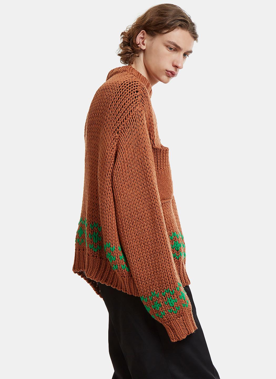 Raf Simons Wool Oversized Disturbed Knit Sweater In Brown for Men - Lyst