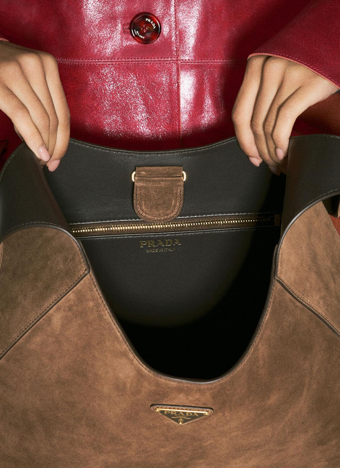 Prada Suede Crossbody Bag in Red | Lyst