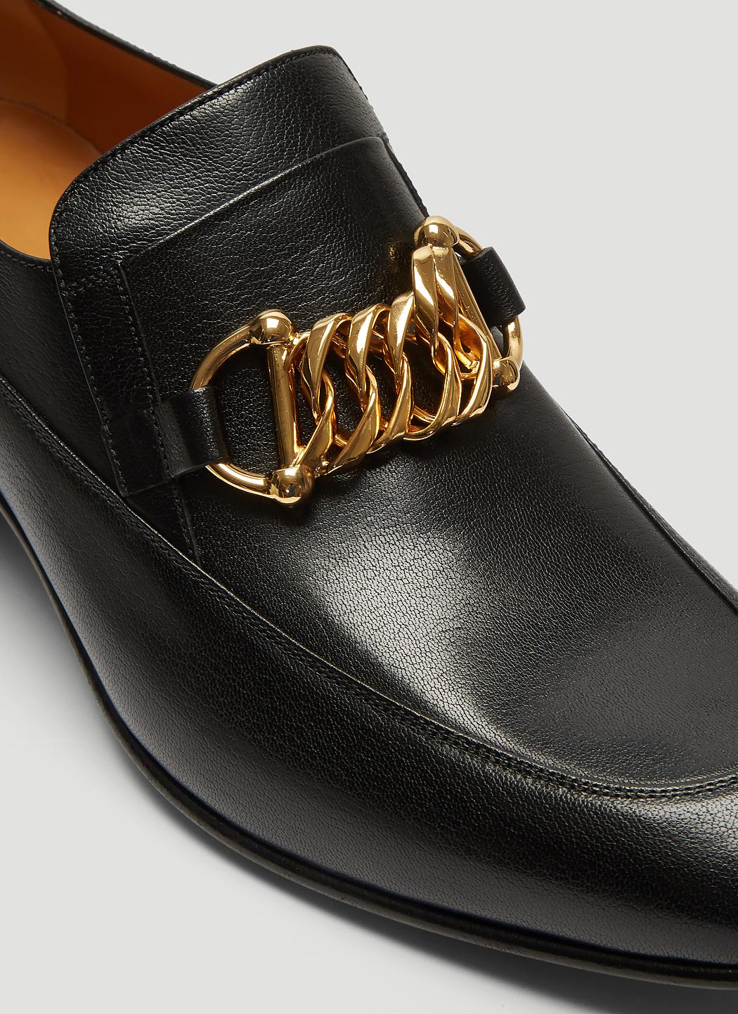 Gucci Ice Lolly Leather Chain Loafers In Black for Men - Lyst