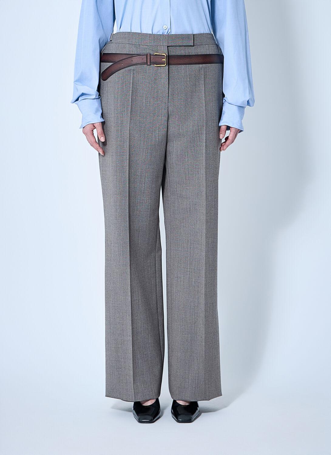 Prada Technical Wool Pants With Printed Belt in Blue | Lyst