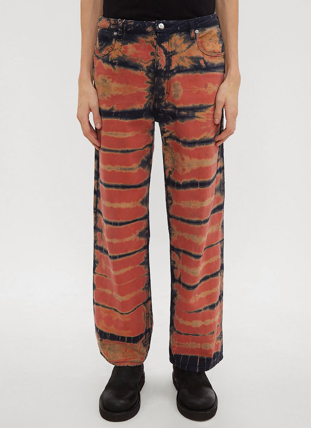 Eckhaus Latta Wide Leg Shibori Dyed Jeans In Orange for Men | Lyst Canada