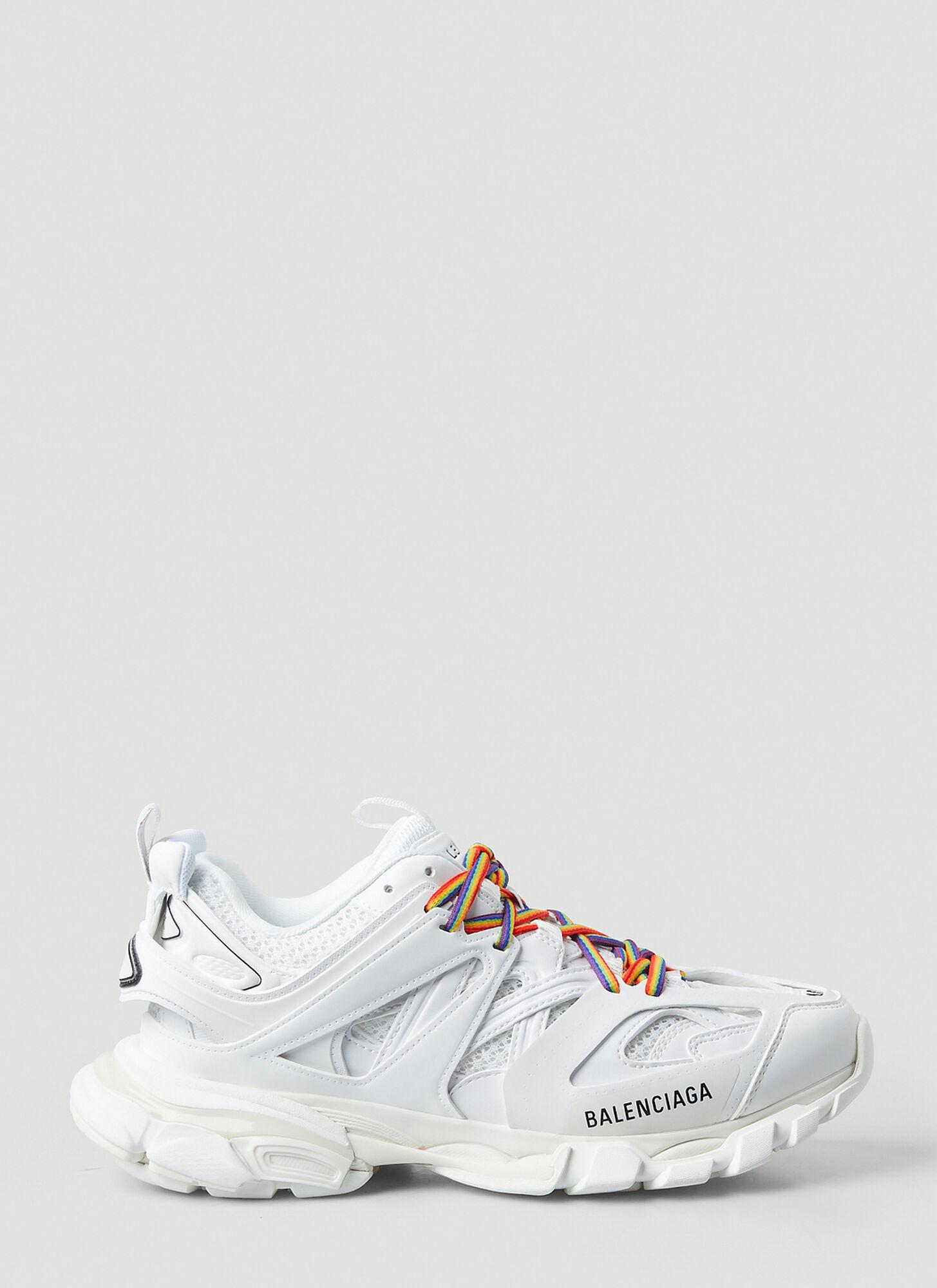 Balenciaga Rainbow Lace Track Sneakers in White | Lyst