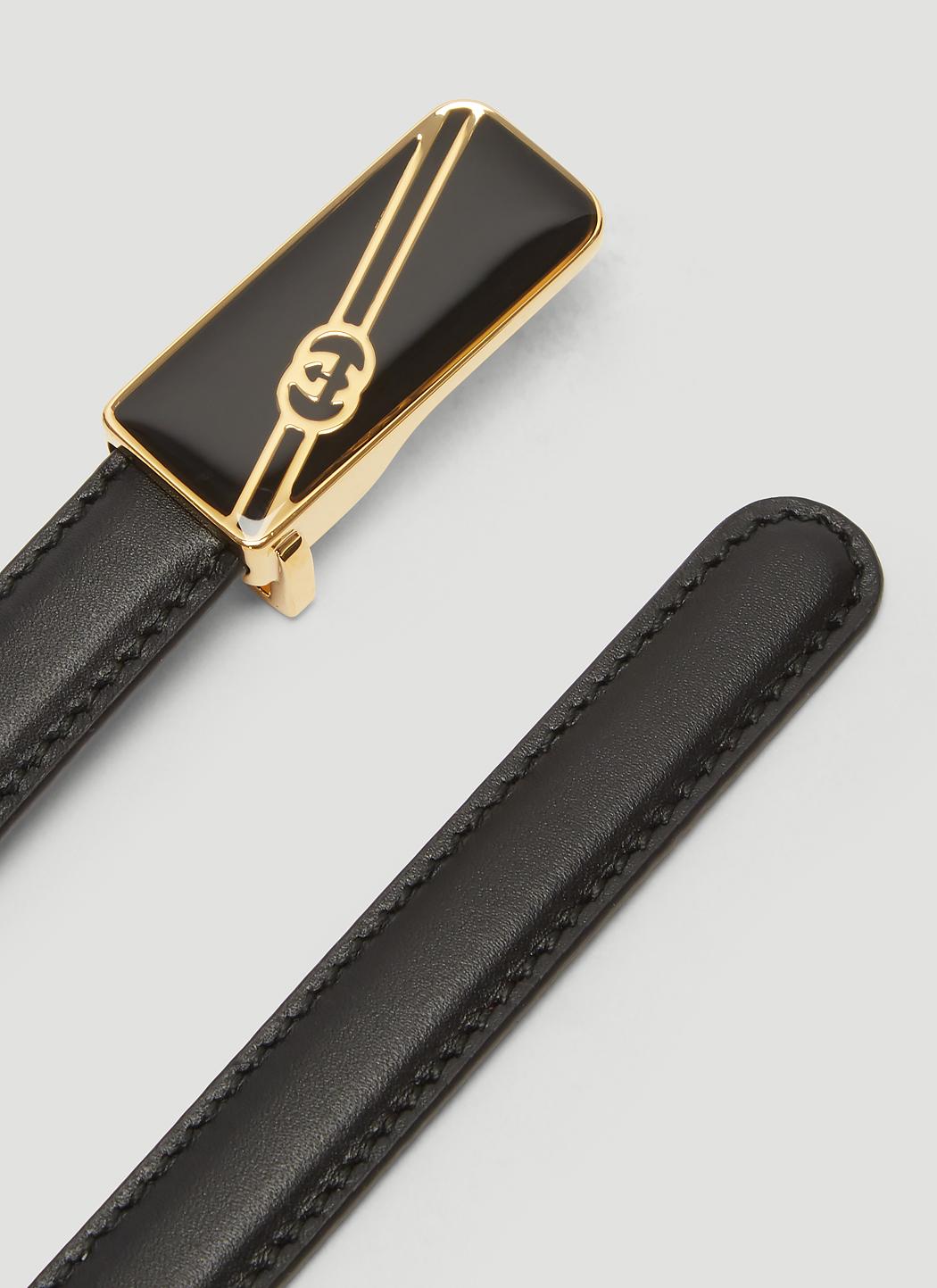 Gucci Double G Plate Leather Belt In Black for Men - Lyst
