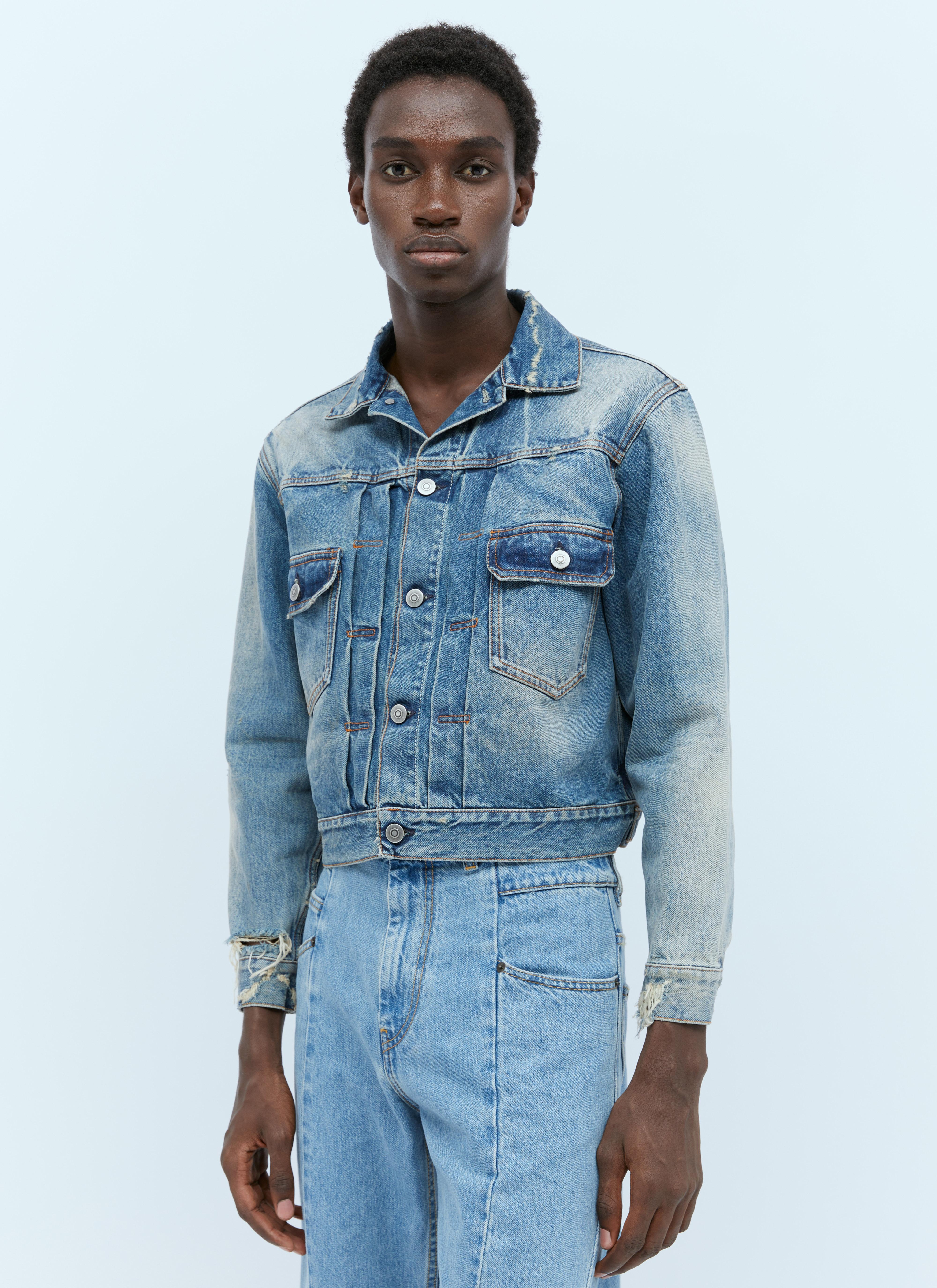 Cropped denim top distressed jacket