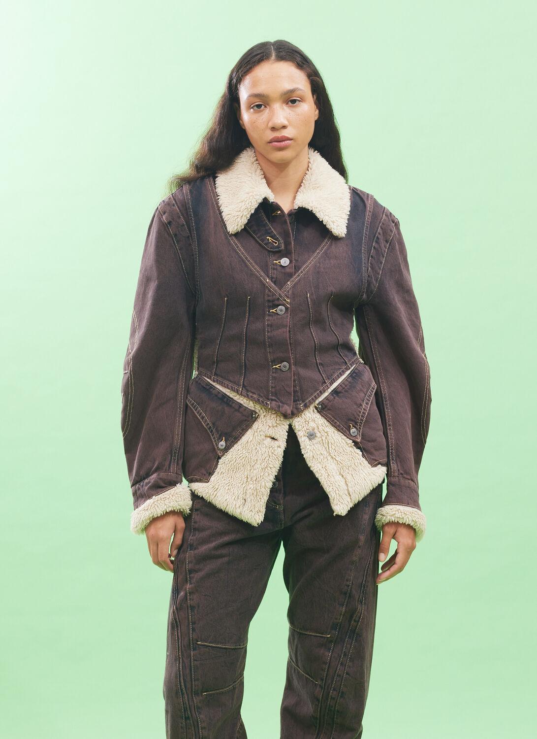 Kiko Kostadinov X Levis Paneled Denim Sherpa Jacket in Brown | Lyst