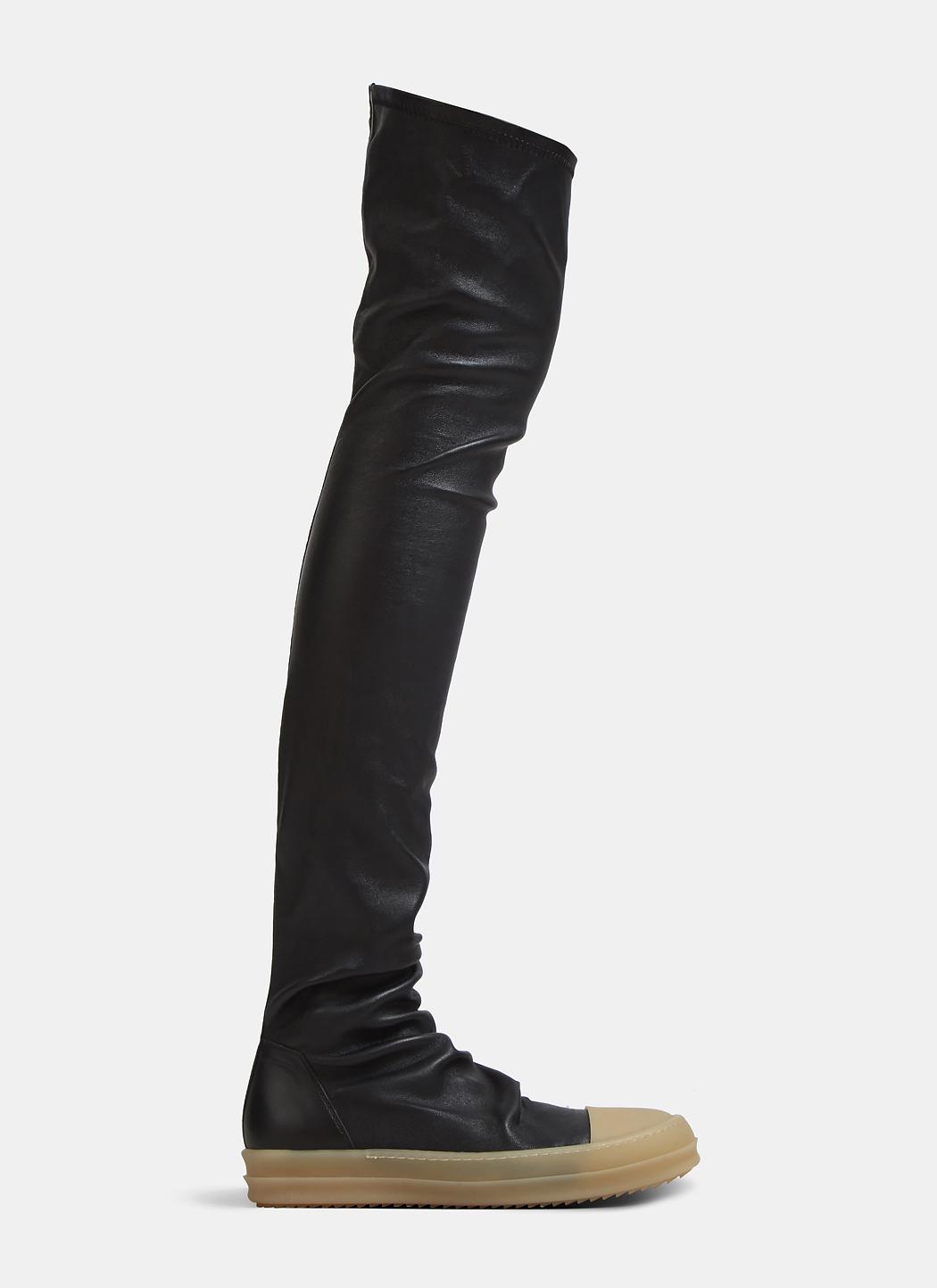 Rick Owens Creeper Thigh-high Leather Boots In Black - Lyst