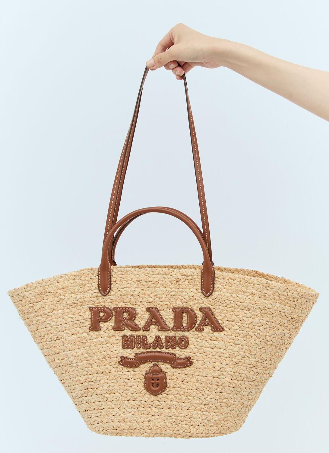 Prada Large Raffia Shopping Bag in Natural | Lyst