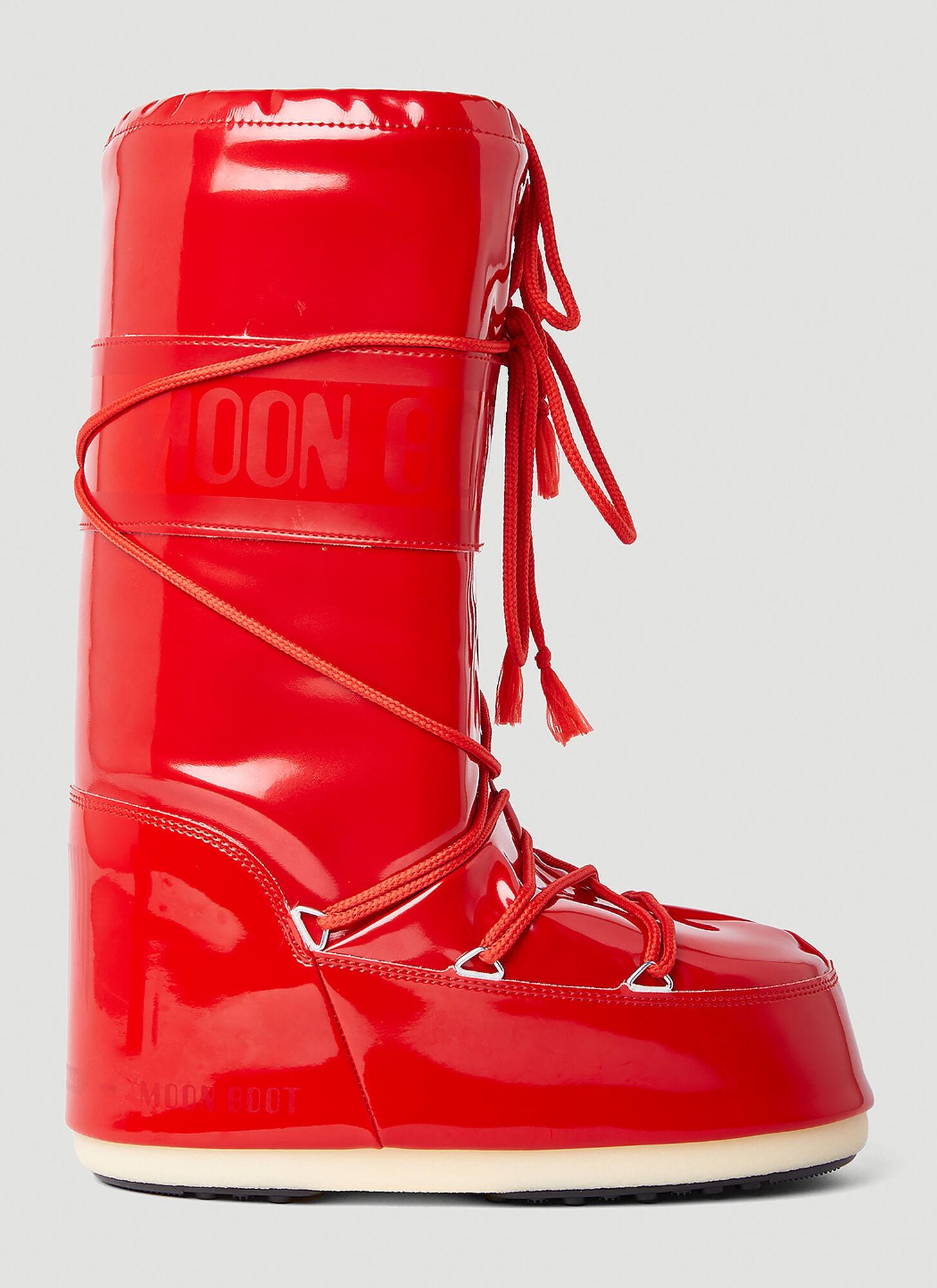 Moon Boot Icon Vinyl Snow Boots in Red | Lyst