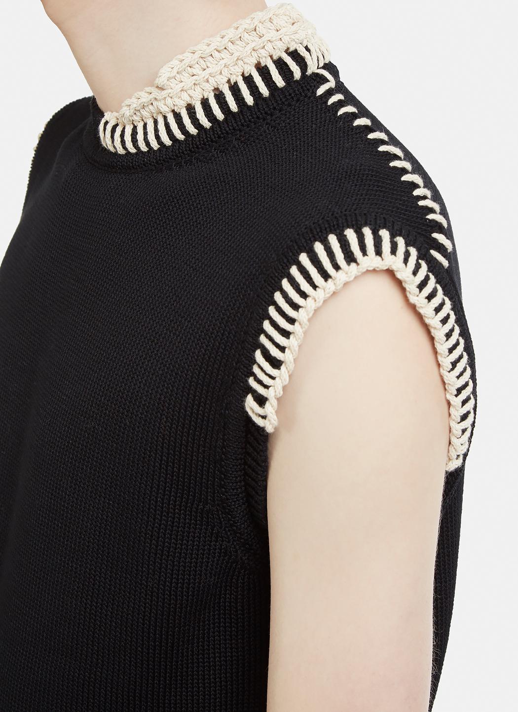 Cotton Whipstitch Sleeveless Knit Vest 