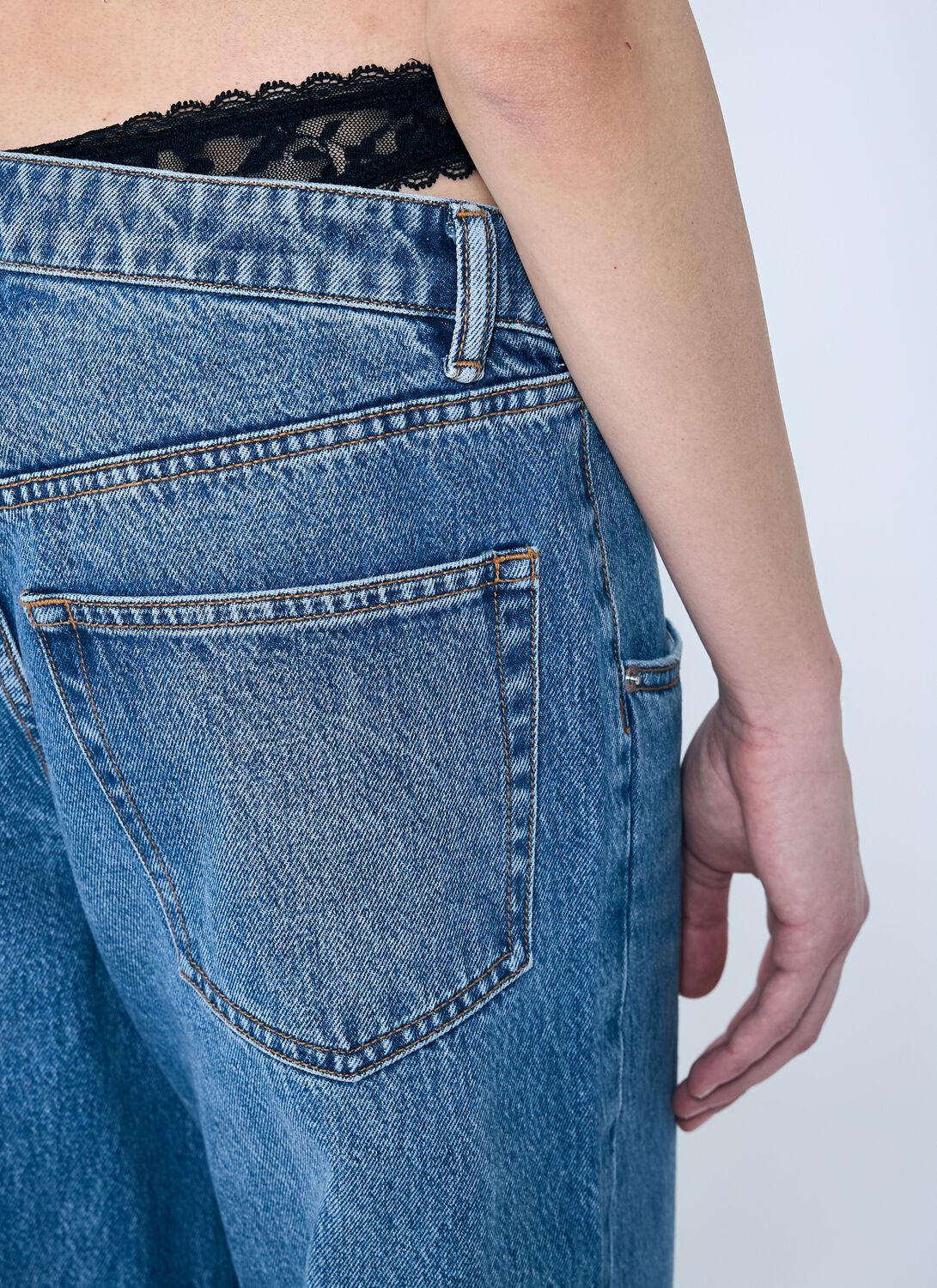 デニム・ジーパン DENIM X ALEXANDER WANG 'Dip Side Lace Undie' jeans Blue Denim X Alexander Wang Dip Side Lace Undie Jeans In Blue