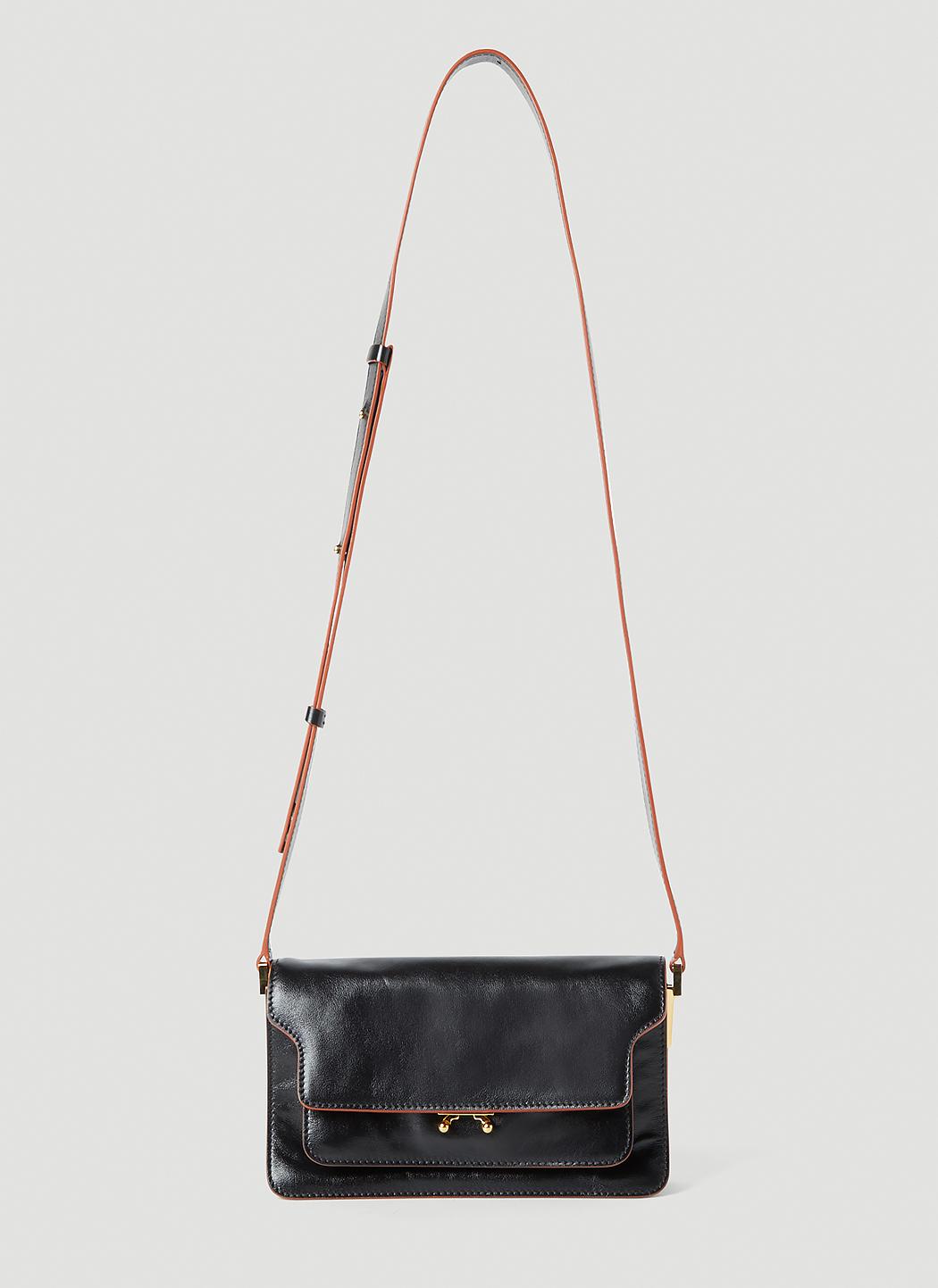 Marni Medium Trunk Soft Leather Shoulder Bag In Black