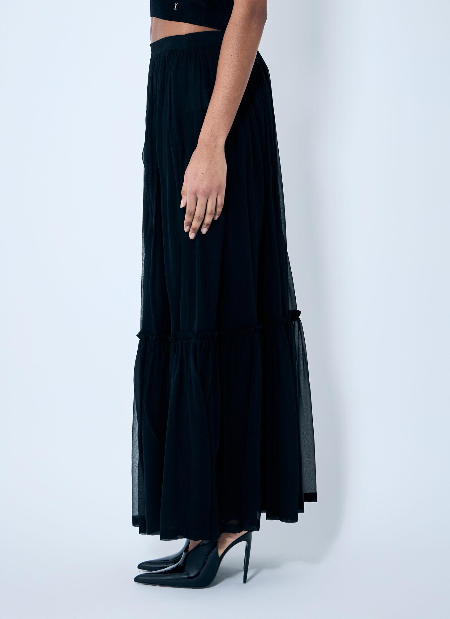 【関税込み】saint laurent Long skirt Saint Laurent - Black Velvet Long Skirt | Mitchell Stores