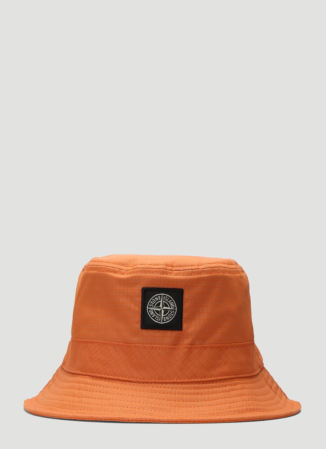 Stone Island Cotton Logo Bucket Hat in Orange for Men | Lyst