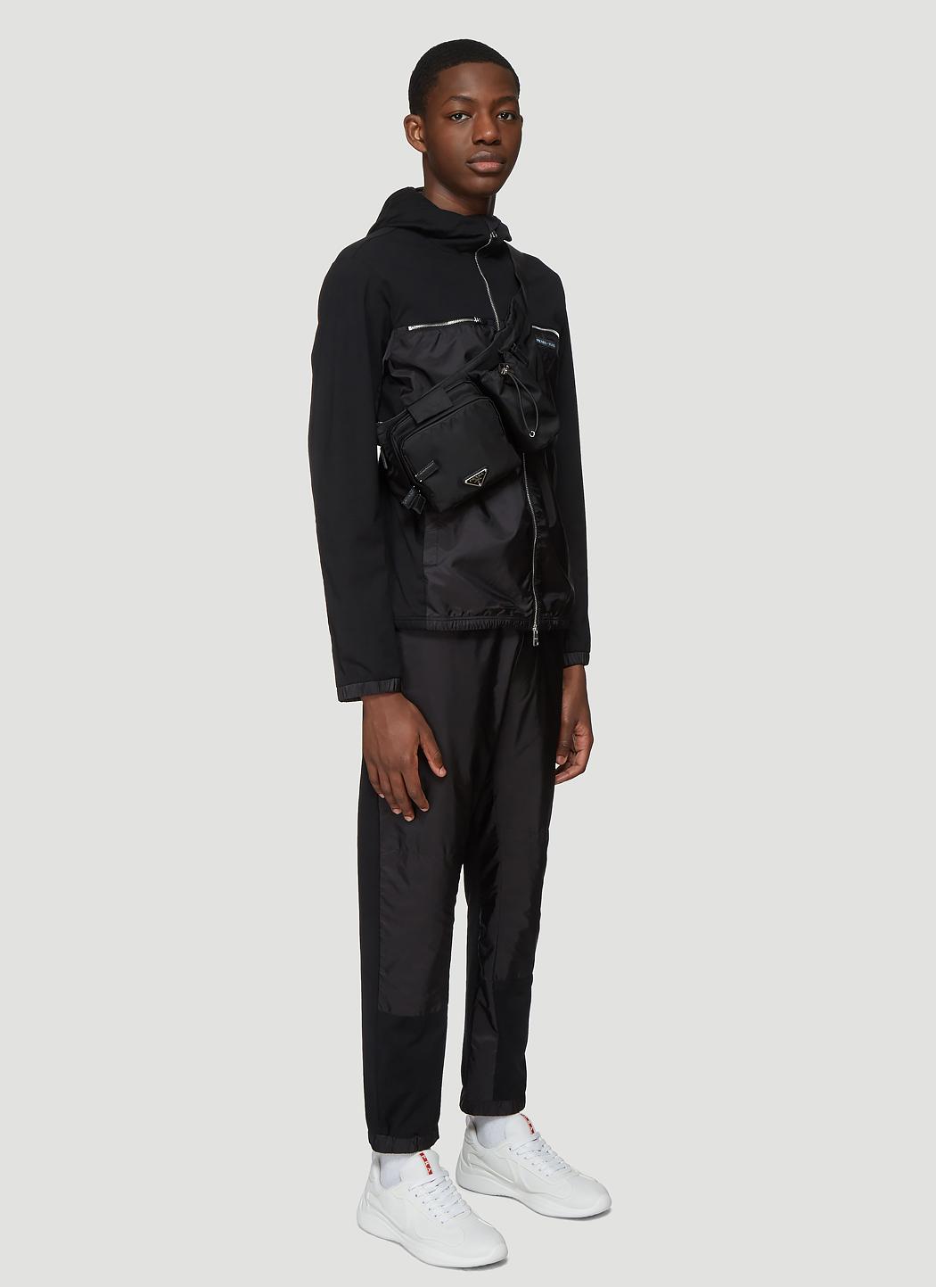 Prada Cotton Bi-material Track Jacket In Black for Men - Lyst