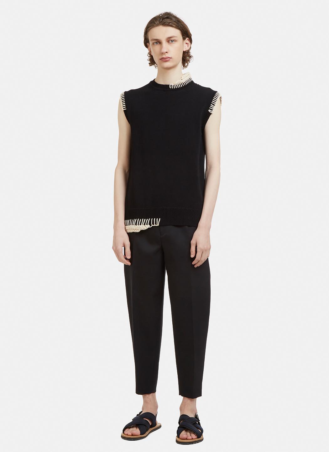 Jil Sander Whipstitch Sleeveless Knit Vest In Black for Men | Lyst