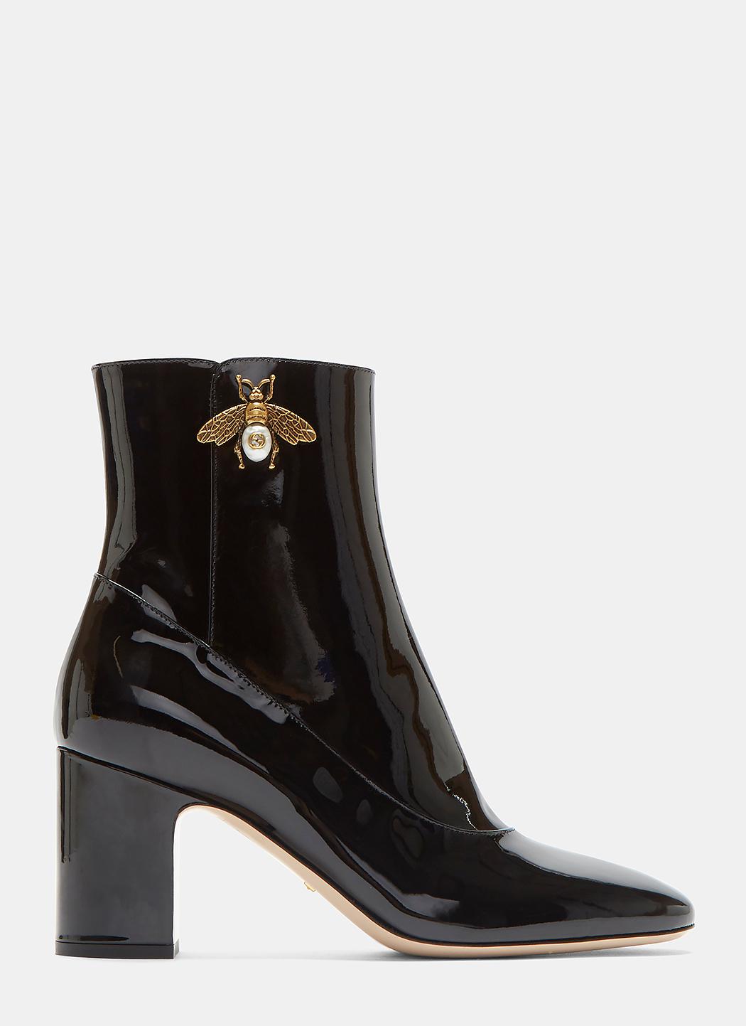 gucci black bee boots