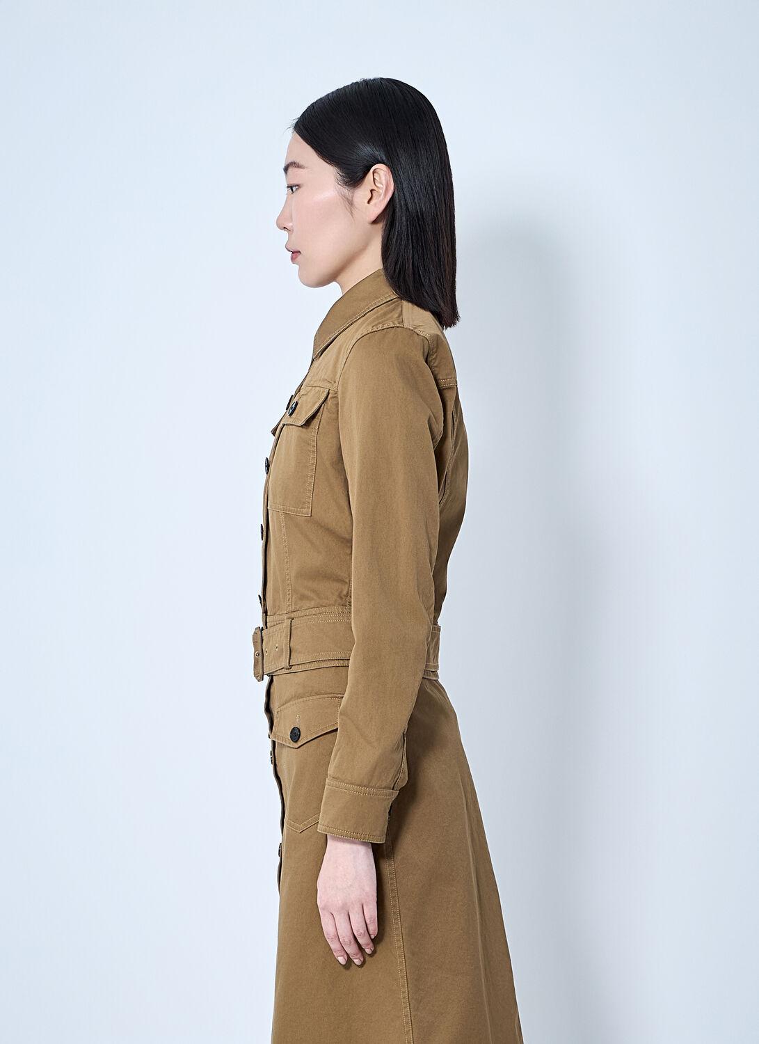 Saint Laurent Cotton Serge Crop Jacket in Natural | Lyst