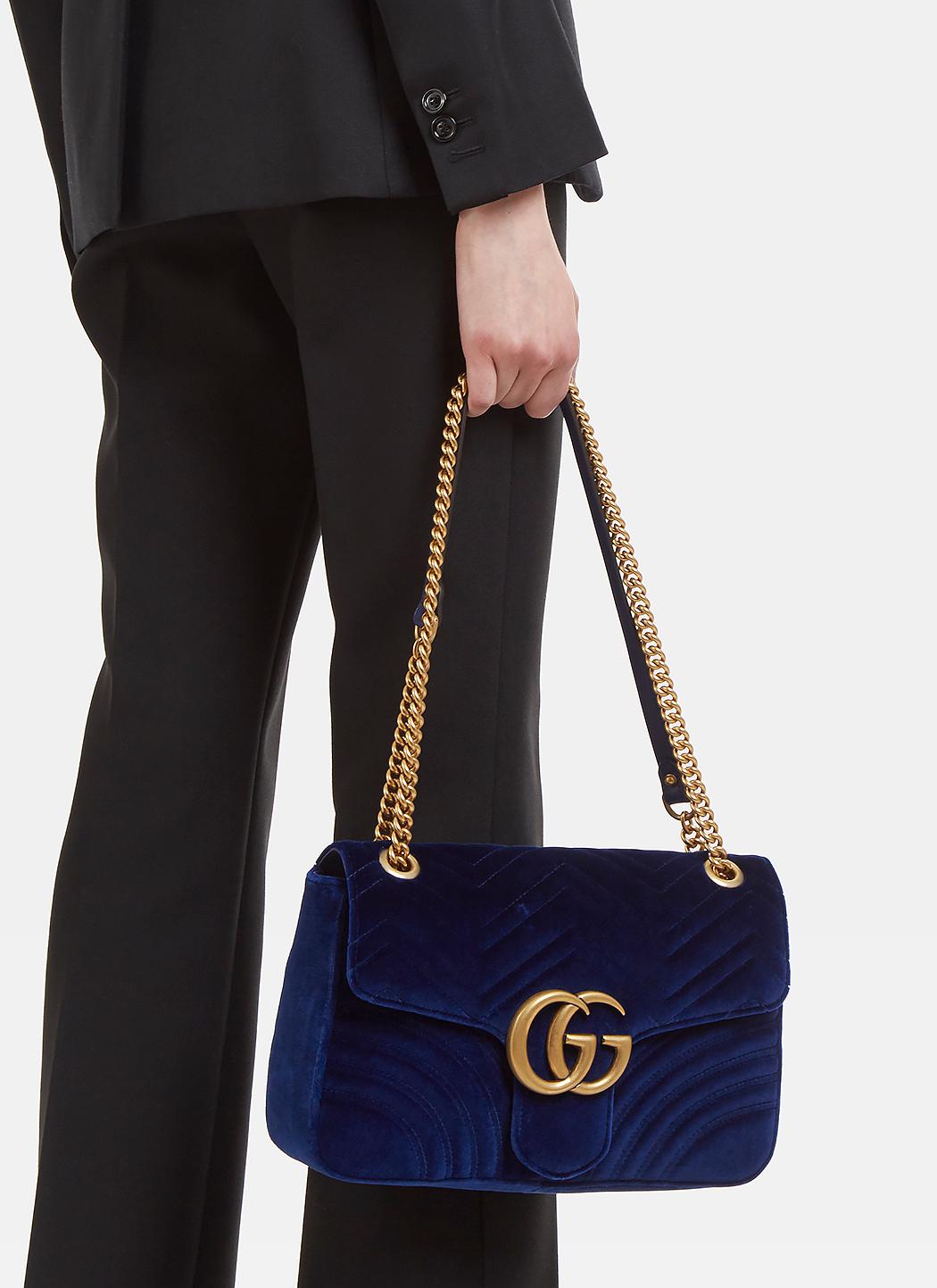 Gucci RARE Blue Velvet Matelasse GG Marmont MODERN Shoulder Bag Purse  Crossbody