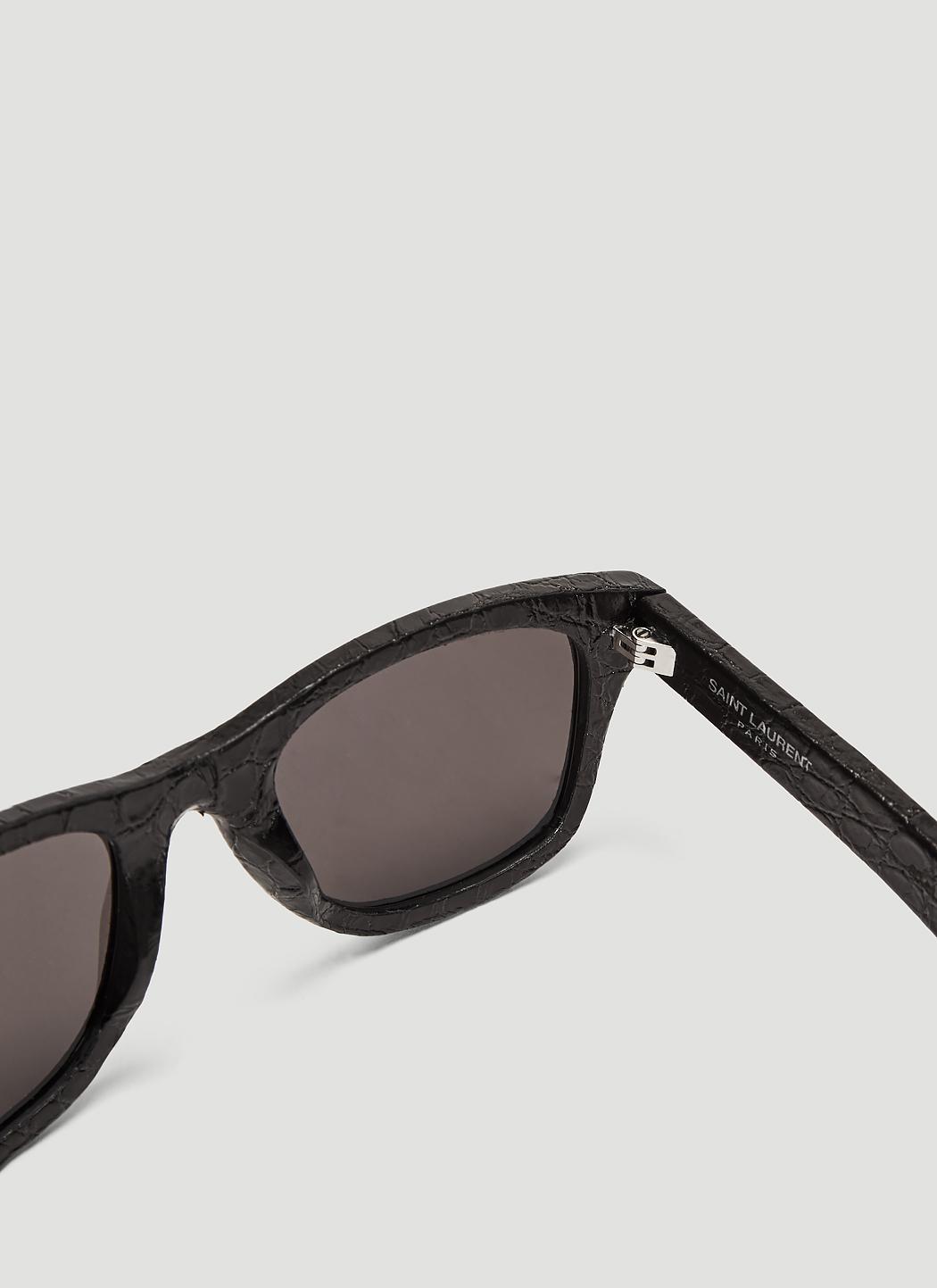Saint Laurent Black Wayfarer Ace Crocodile Leather Sunglasses Saint Laurent Sl 51 Ace Crocodile Sunglasses In Black for  main image 2