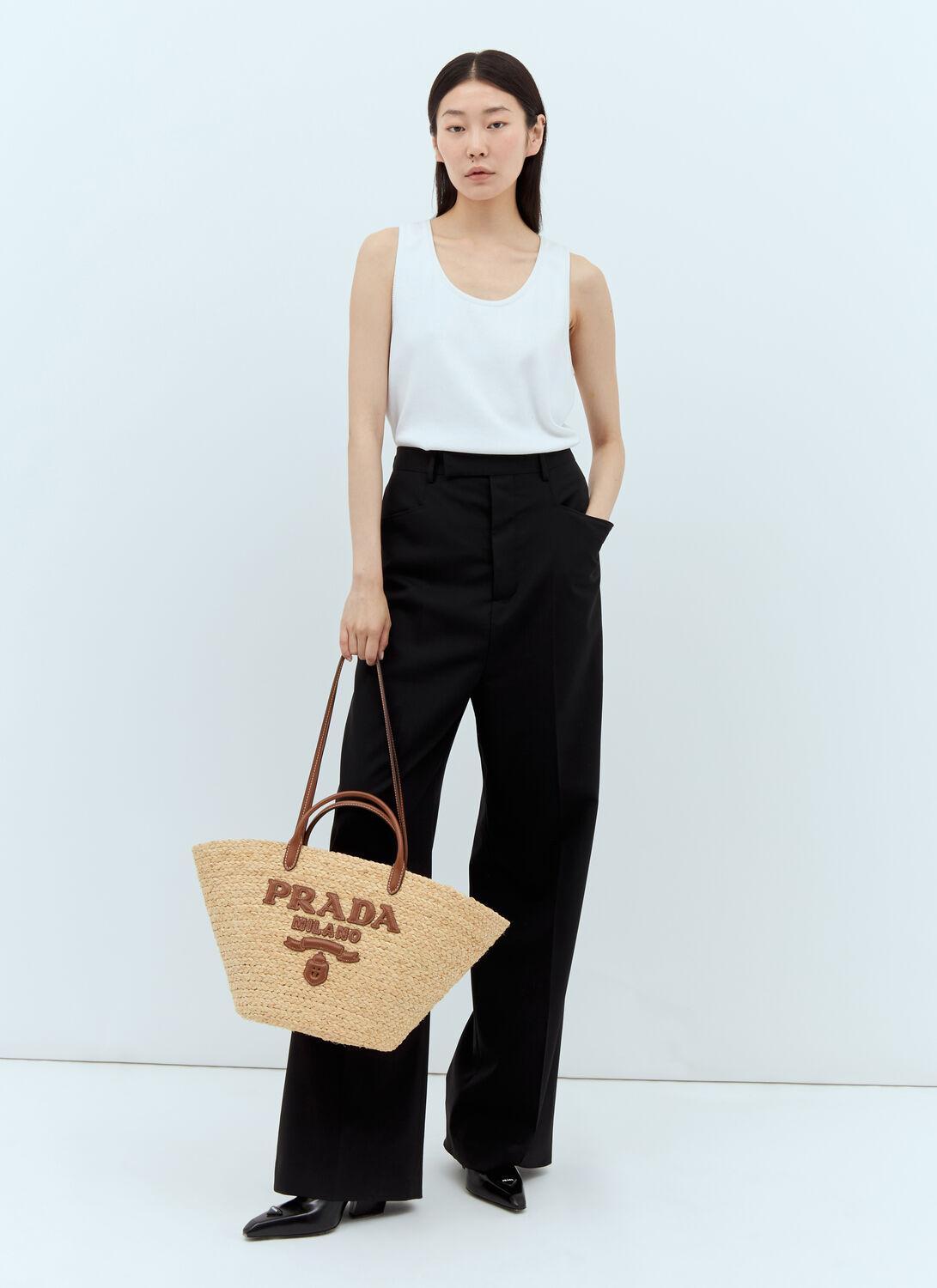 トートバッグ PRADA large shopping bag in raffia Prada Large Logo Raffia Tote Bag - Bergdorf Goodman