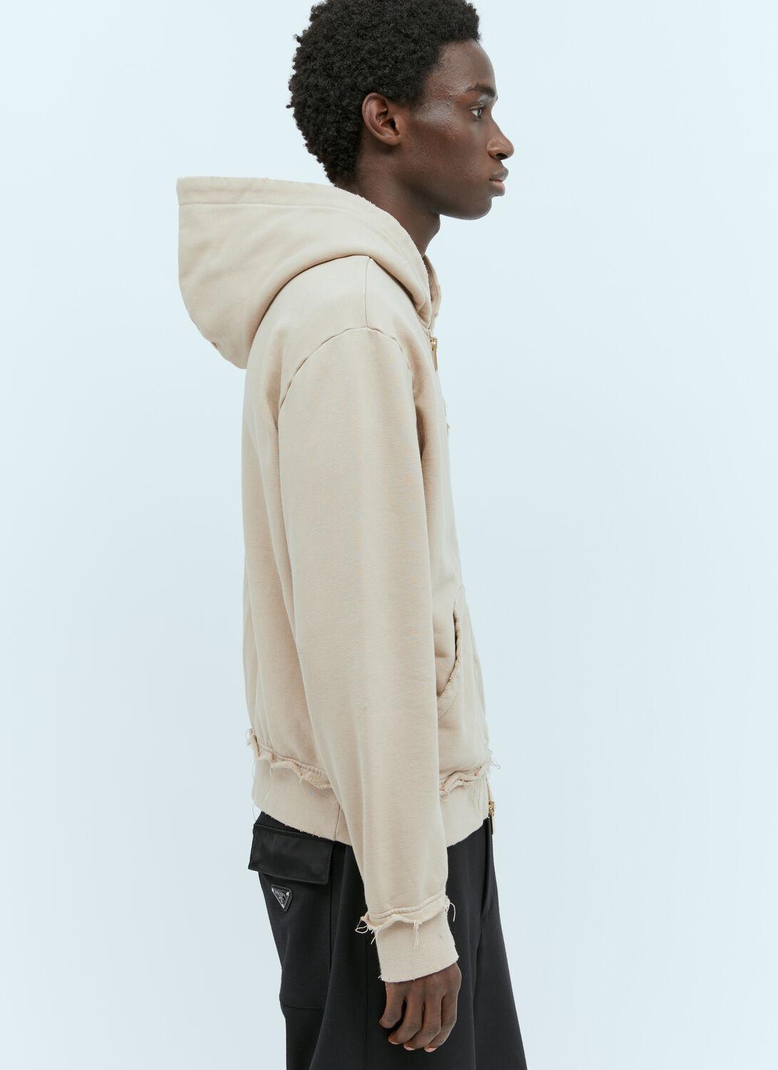 Miu Miu Distressed Hooded Sweatshirt in Natural | Lyst