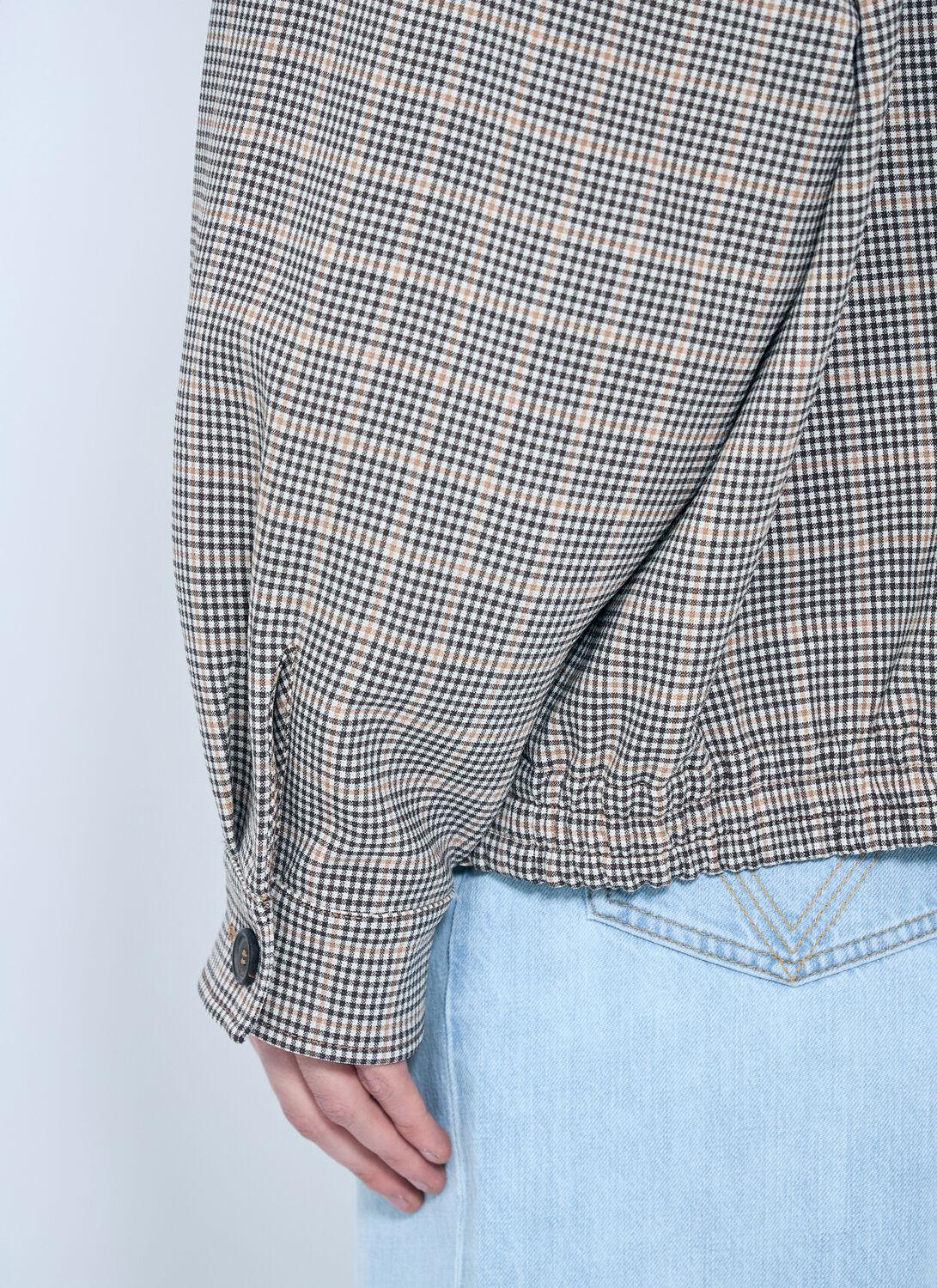 Miu Miu Checked Double-Weave Blouson Jacket in Gray | Lyst