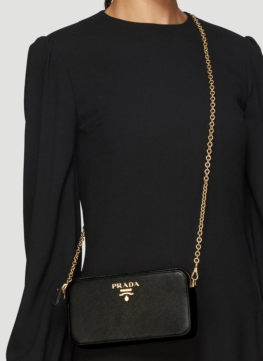 Prada Saffiano Leather Mini Shoulder Bag in Black - Lyst