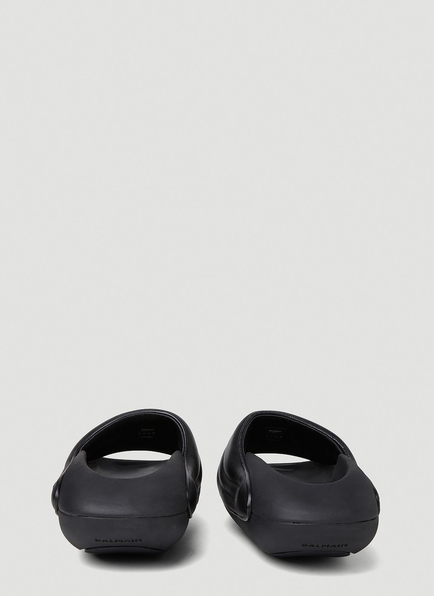 Balmain B-it Puffy Quilted Leather Slides in Black for Men | Lyst 