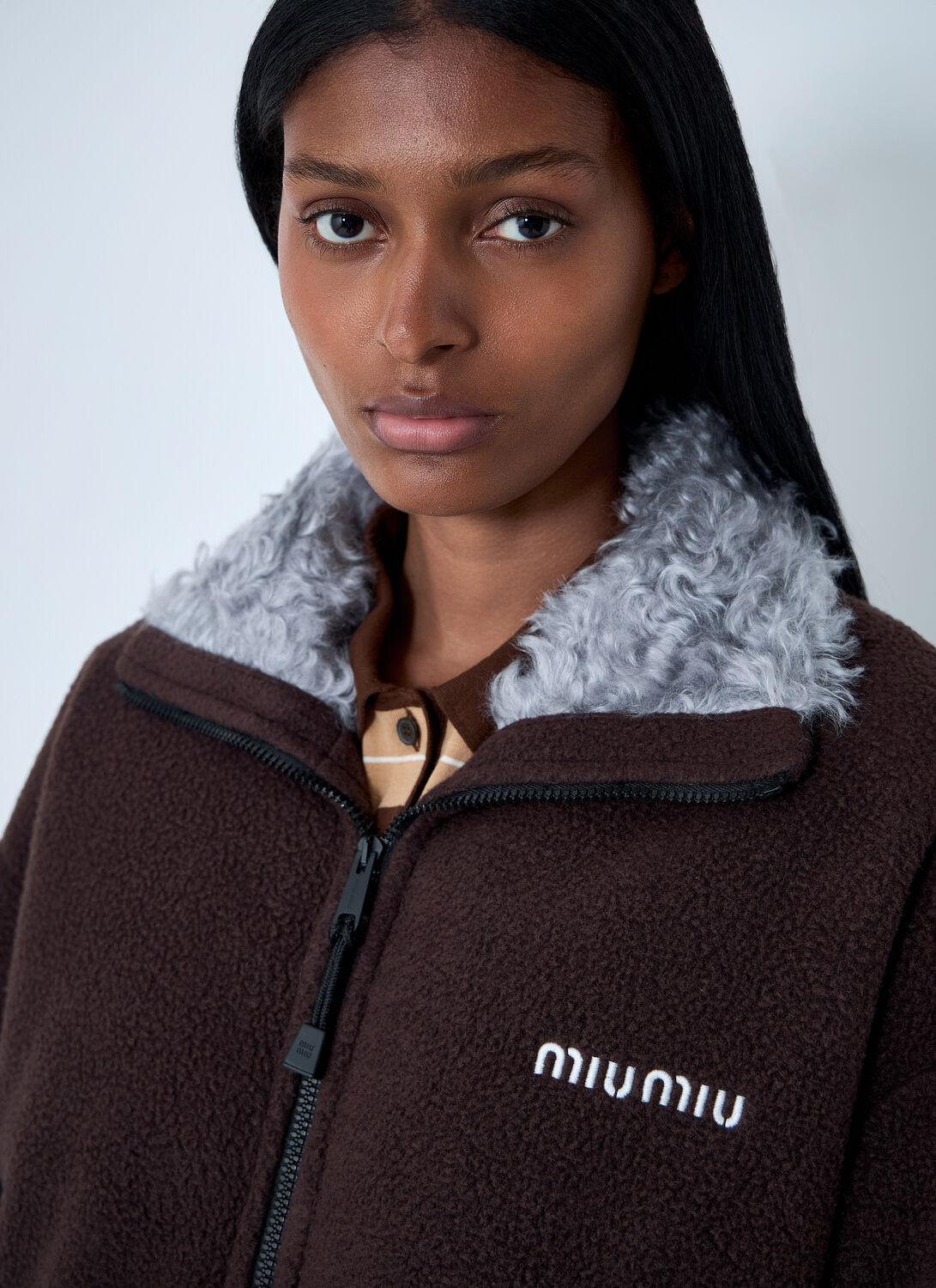 Miu Miu Zip-Up Fleece Jacket in Blue | Lyst
