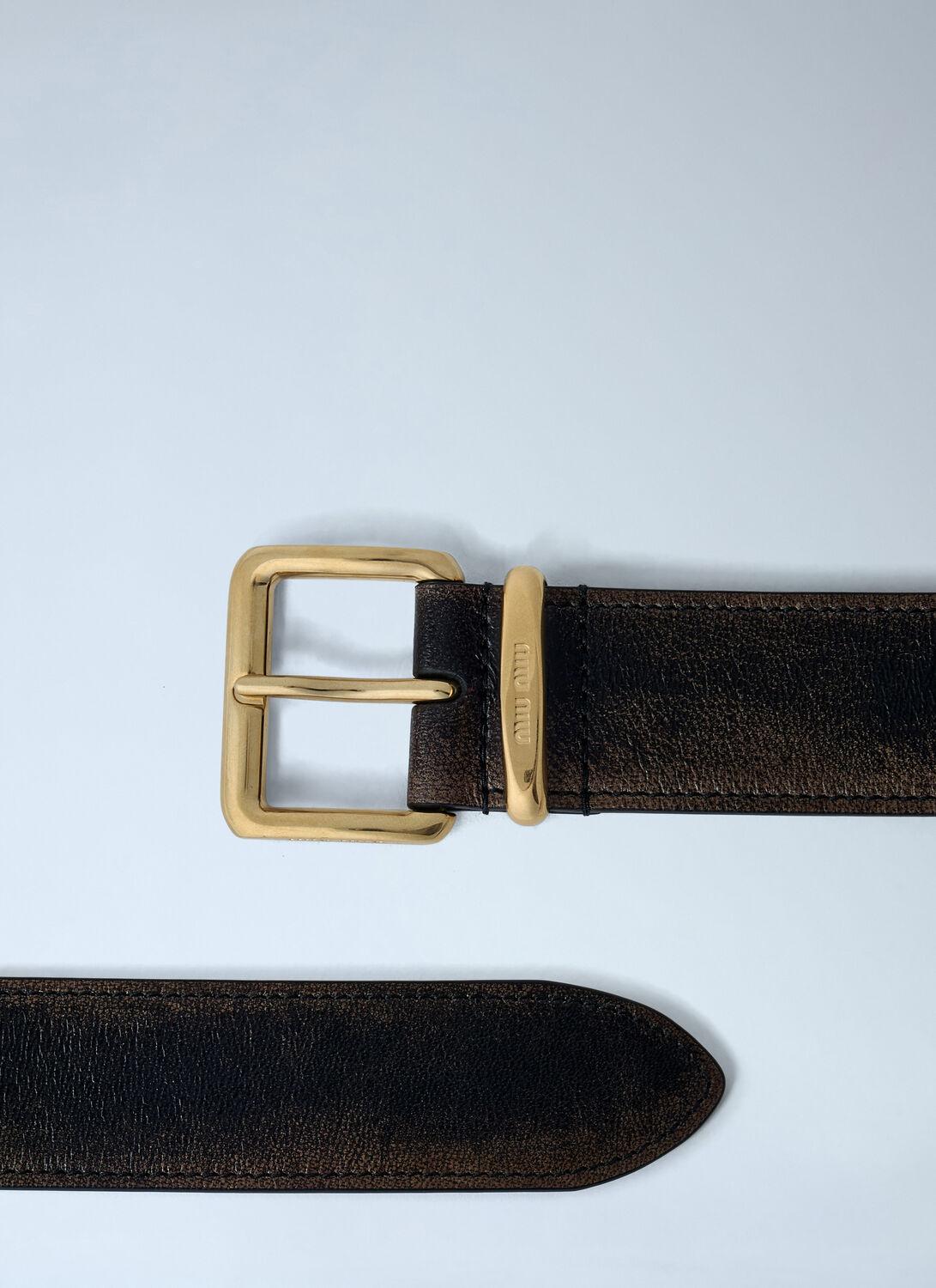 小物 miumiu leather belt navy gold Miu Miu Leather Belt